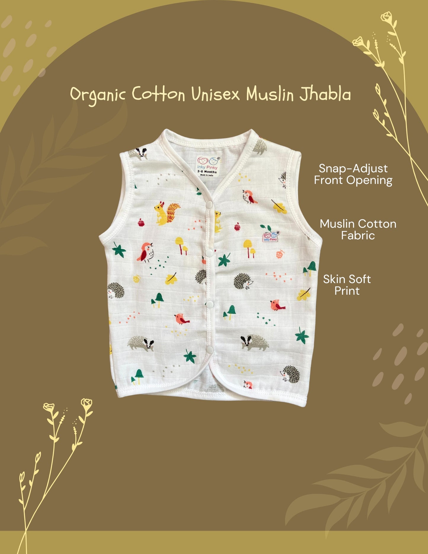 Organic Cotton Muslin Unisex Button Jhabla Combo Pack of 7 pcs