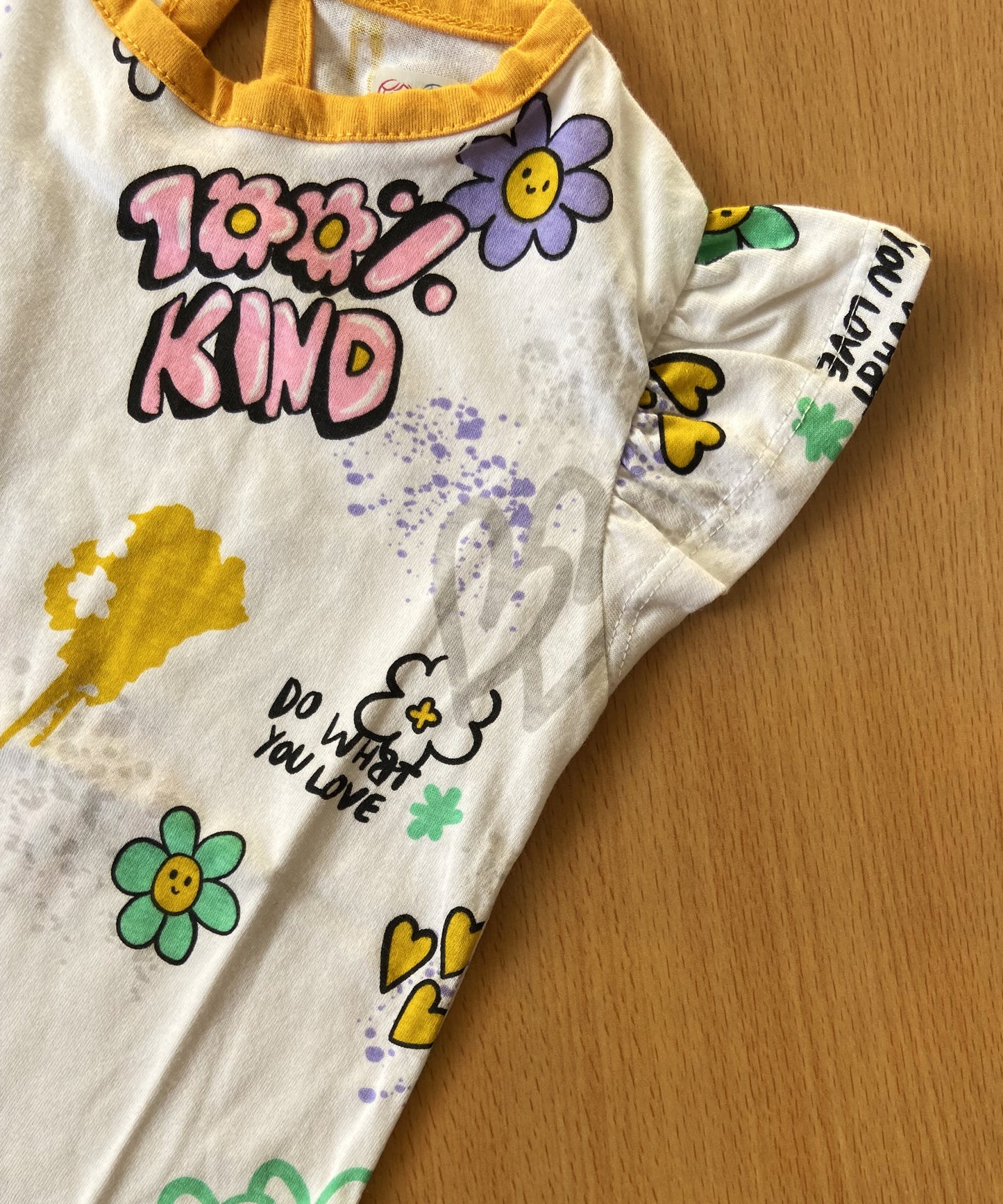 Girls Cotton Printed Frill Sleeve Top