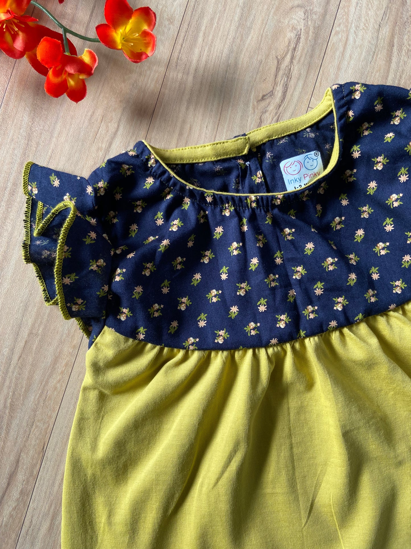 Girls Cotton Trendy Frill Sleeve Frock