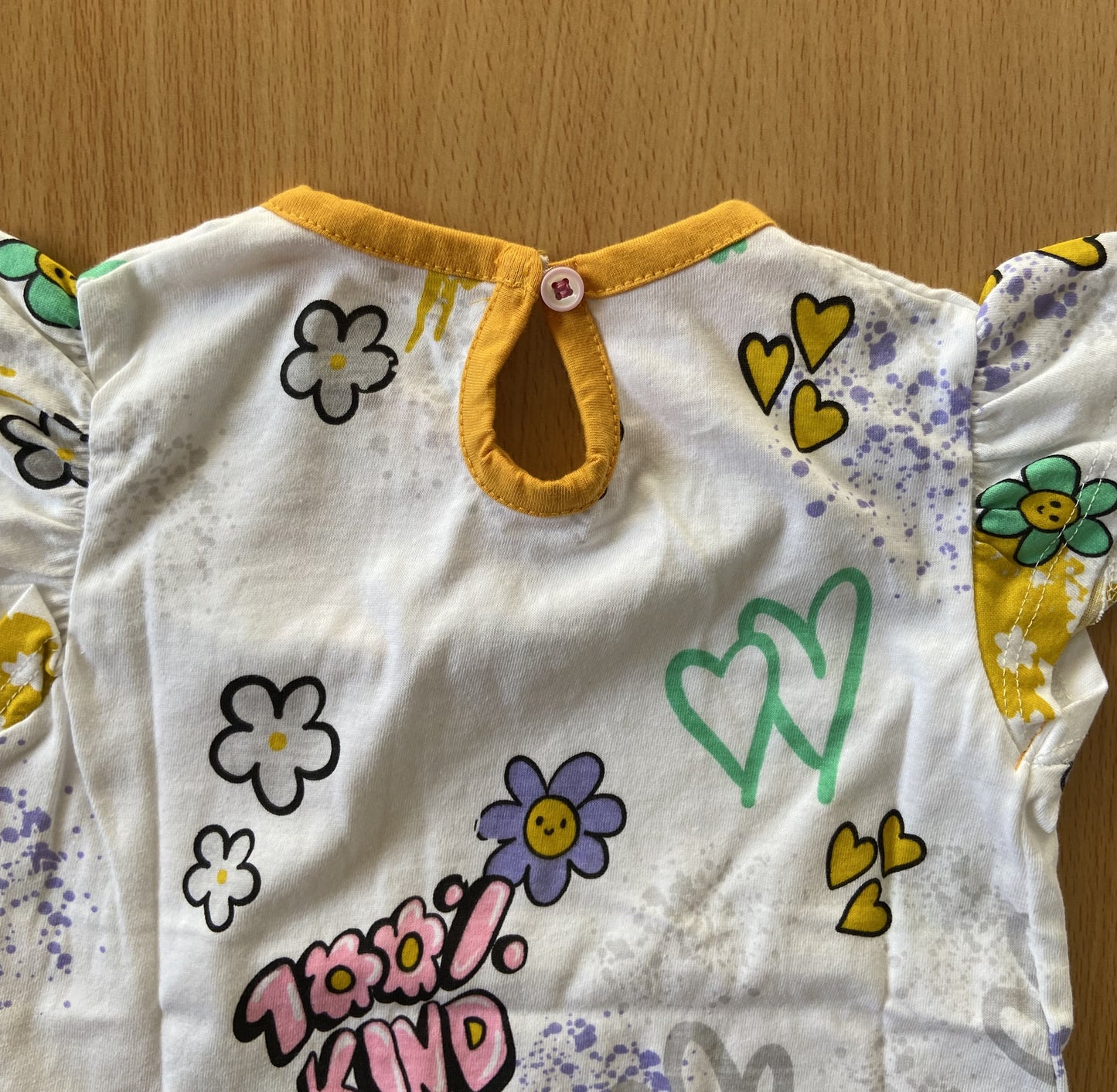 Girls Cotton Printed Frill Sleeve Top
