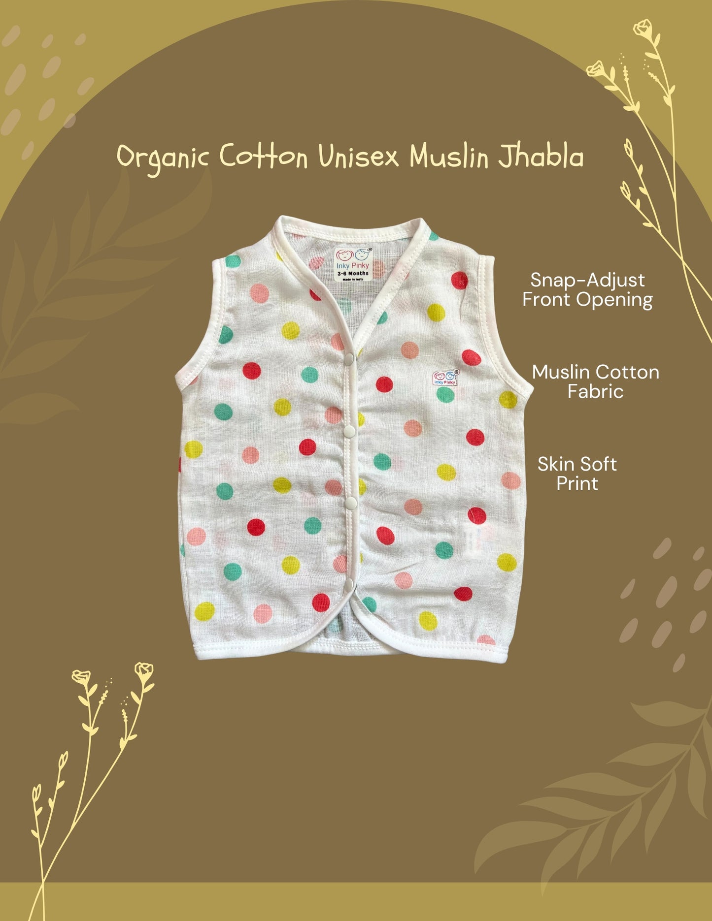 Organic Cotton Muslin Unisex Button Jhabla Combo Pack of 7 pcs