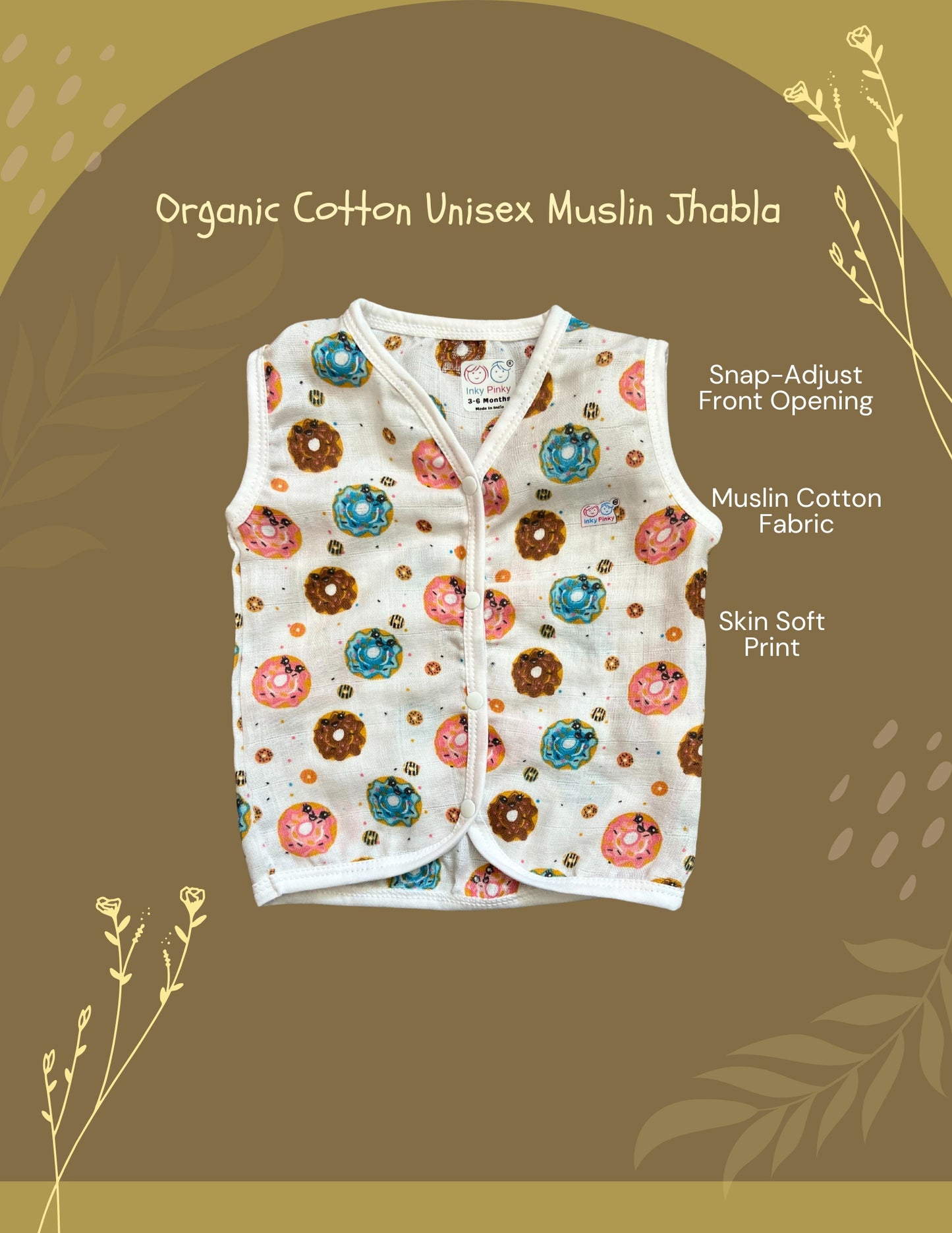 Organic Cotton Muslin Unisex Button Jhabla Combo Pack of 7 pcs