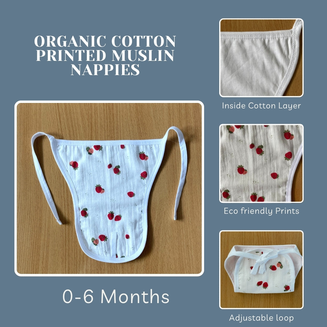 Nappy Organic Cotton Muslin Unisex 2 Layered, Reusable
