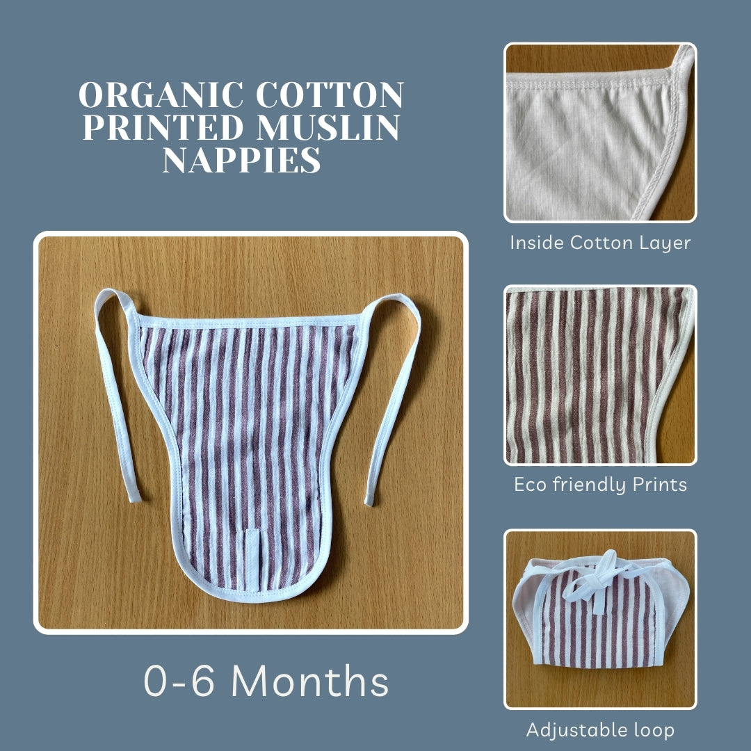 Nappy Organic Cotton Muslin Unisex 2 Layered, Reusable