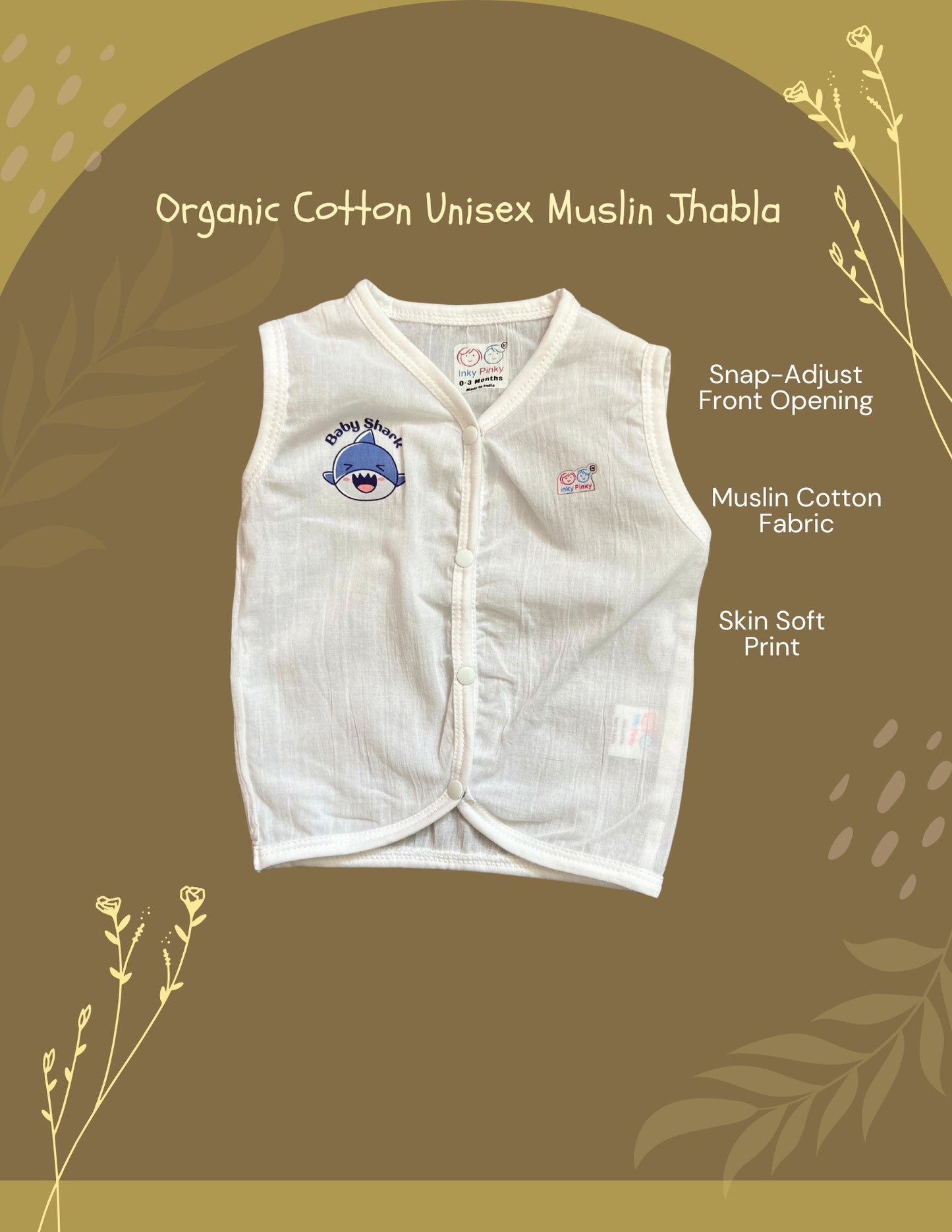 Organic Cotton Muslin Unisex Button Jhabla Combo Pack of 7 pcs