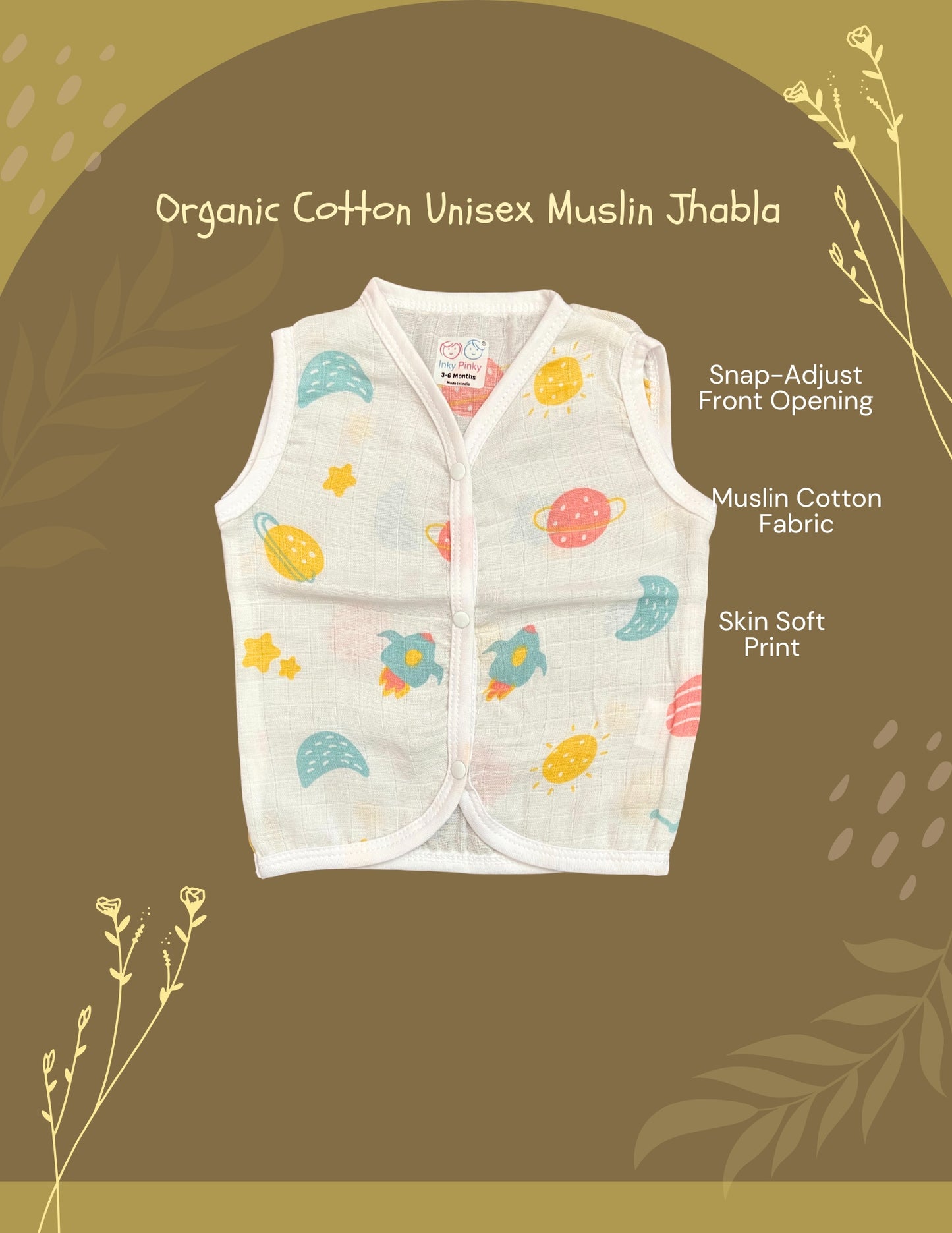 Organic Cotton Muslin Unisex Button Jhabla Combo Pack of 7 pcs