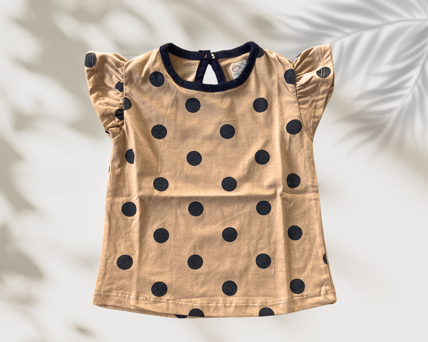 Girls Cotton Printed Frill Sleeve Top