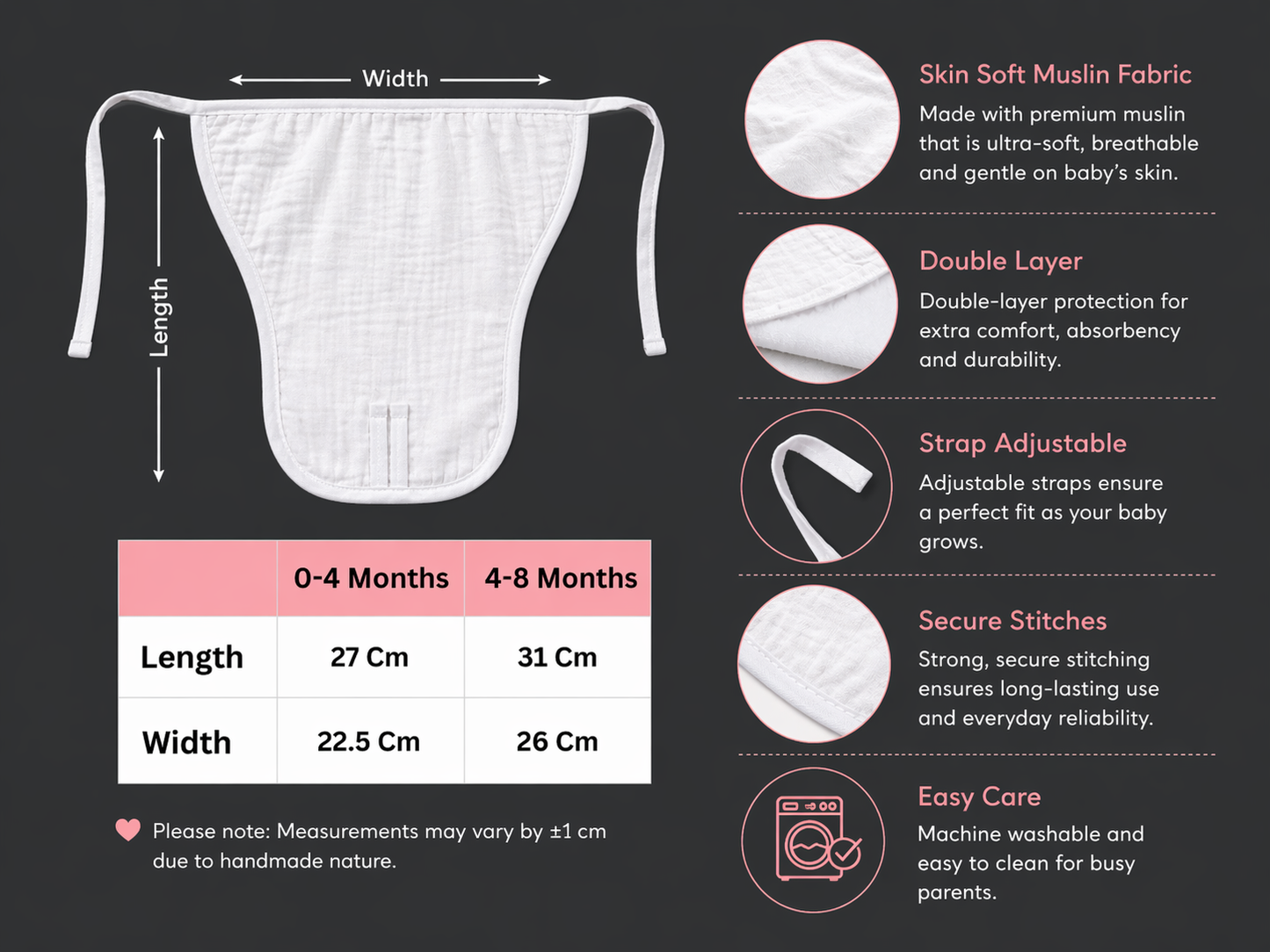 Organic Cotton Muslin 2 Layered Unisex Nappies IP28