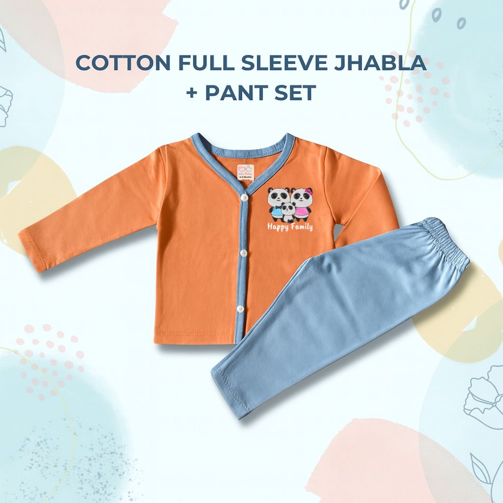 Unisex Printed Cotton Full Sleeve Jhabla + Pant Set IP12
