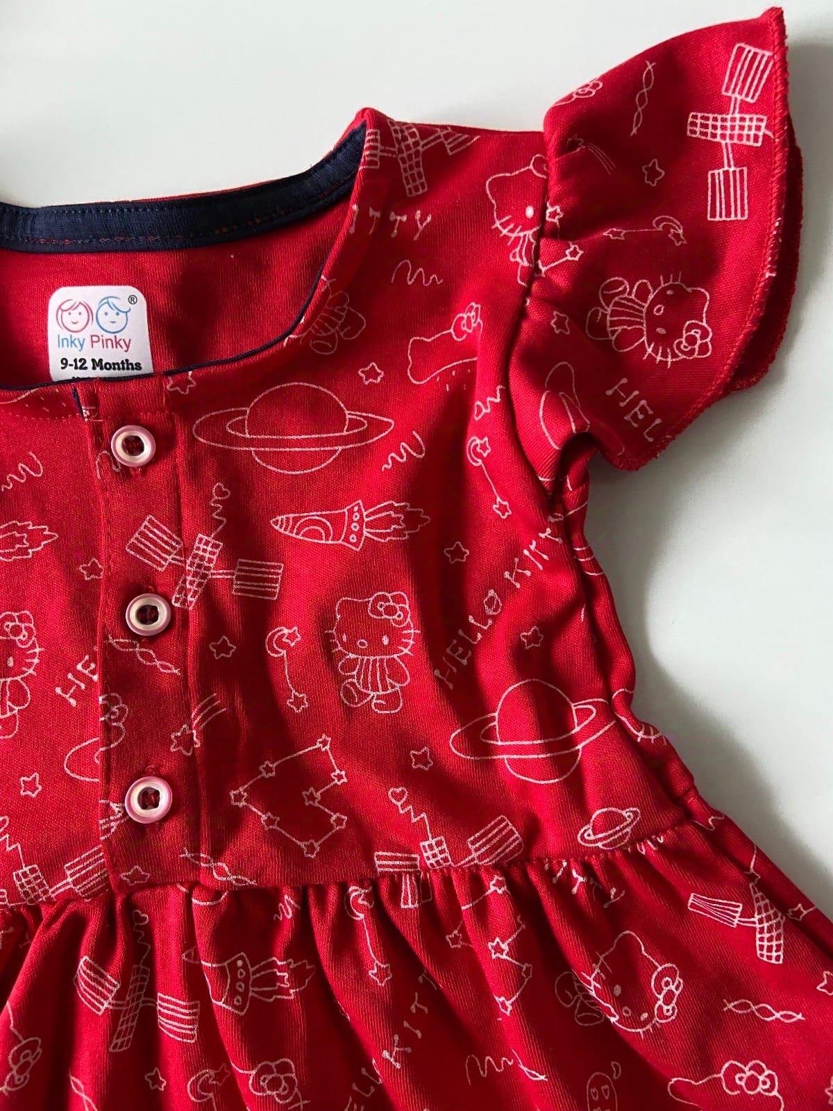 Girls Cotton Frill Sleeve Frock