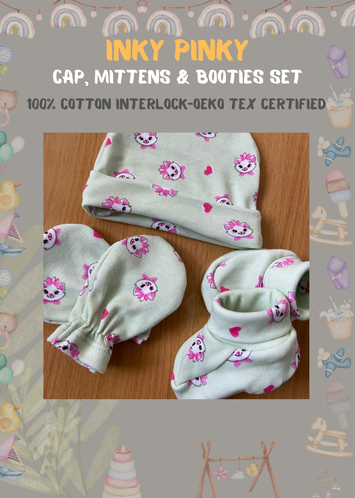 Baby essentials Cap, Mittens & Booties set