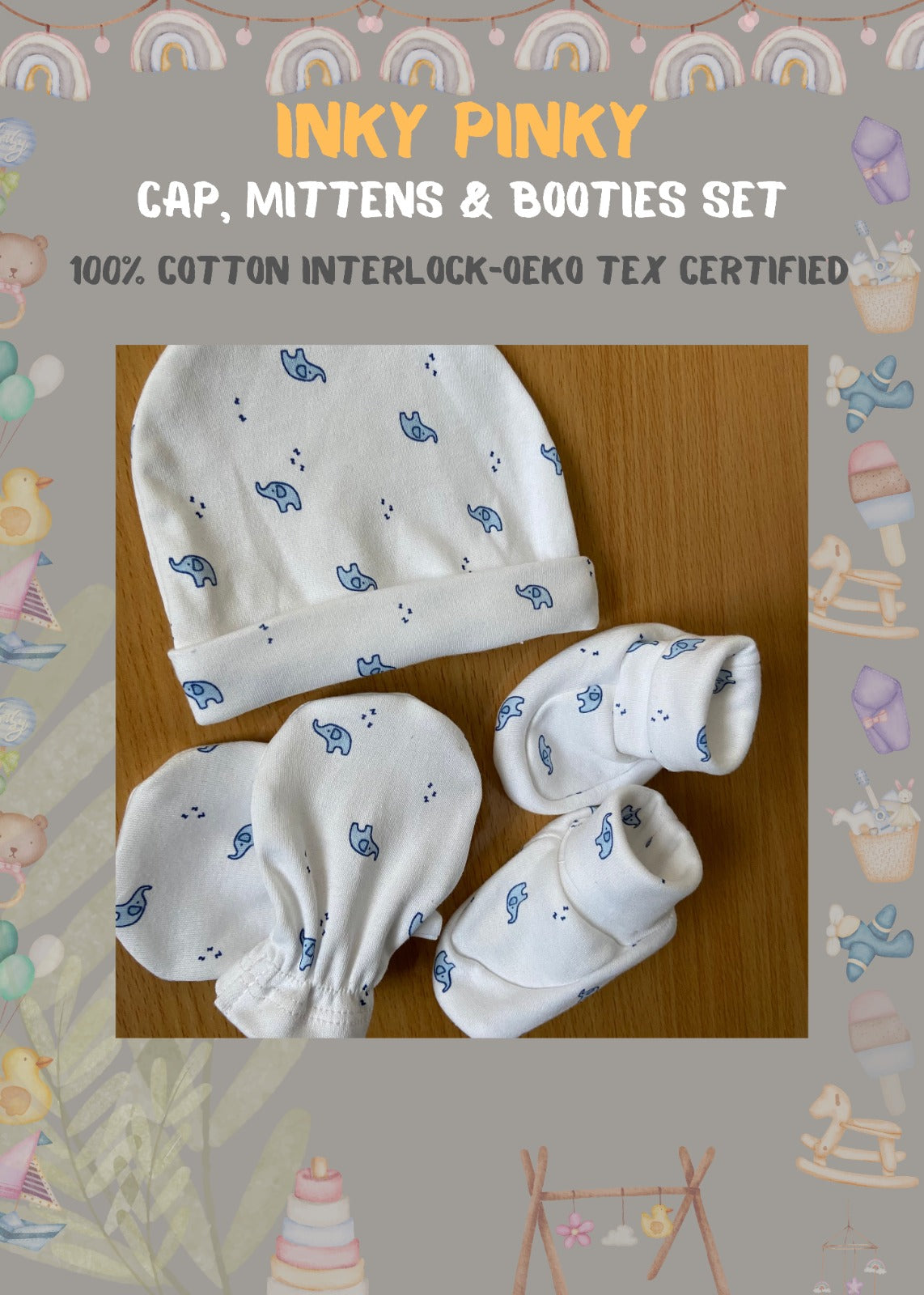 Baby essentials Cap, Mittens & Booties set