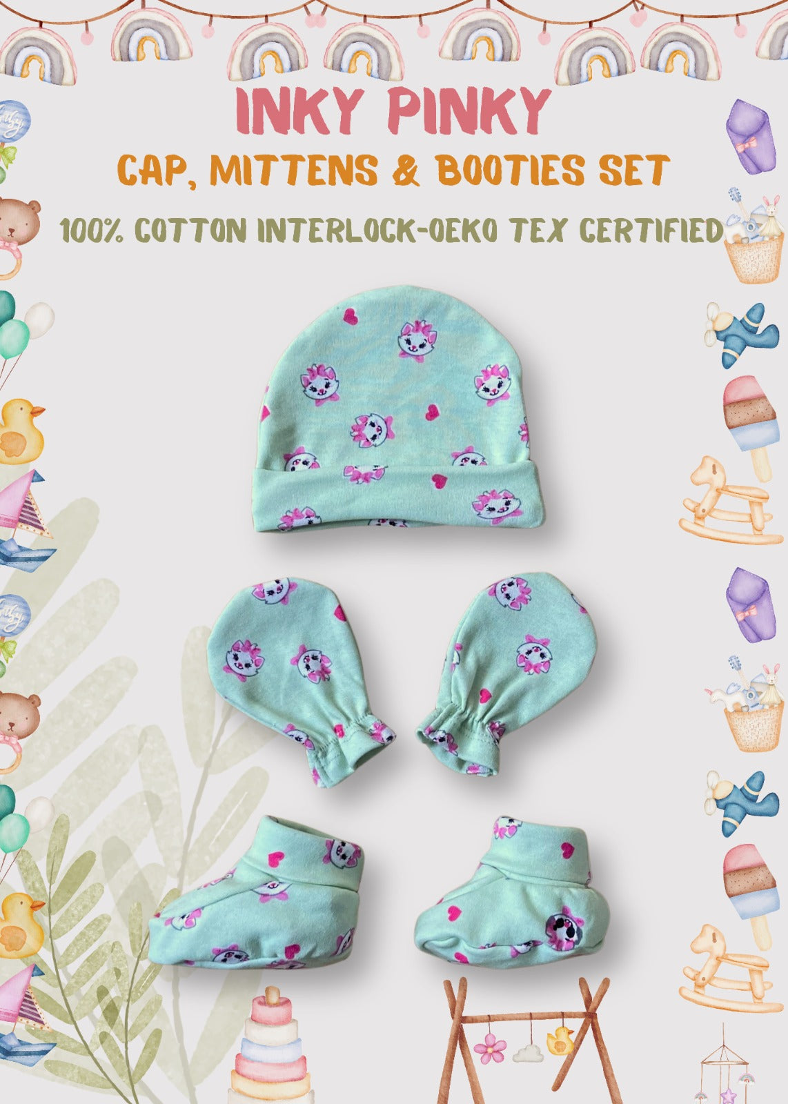 Baby essentials Cap, Mittens & Booties set