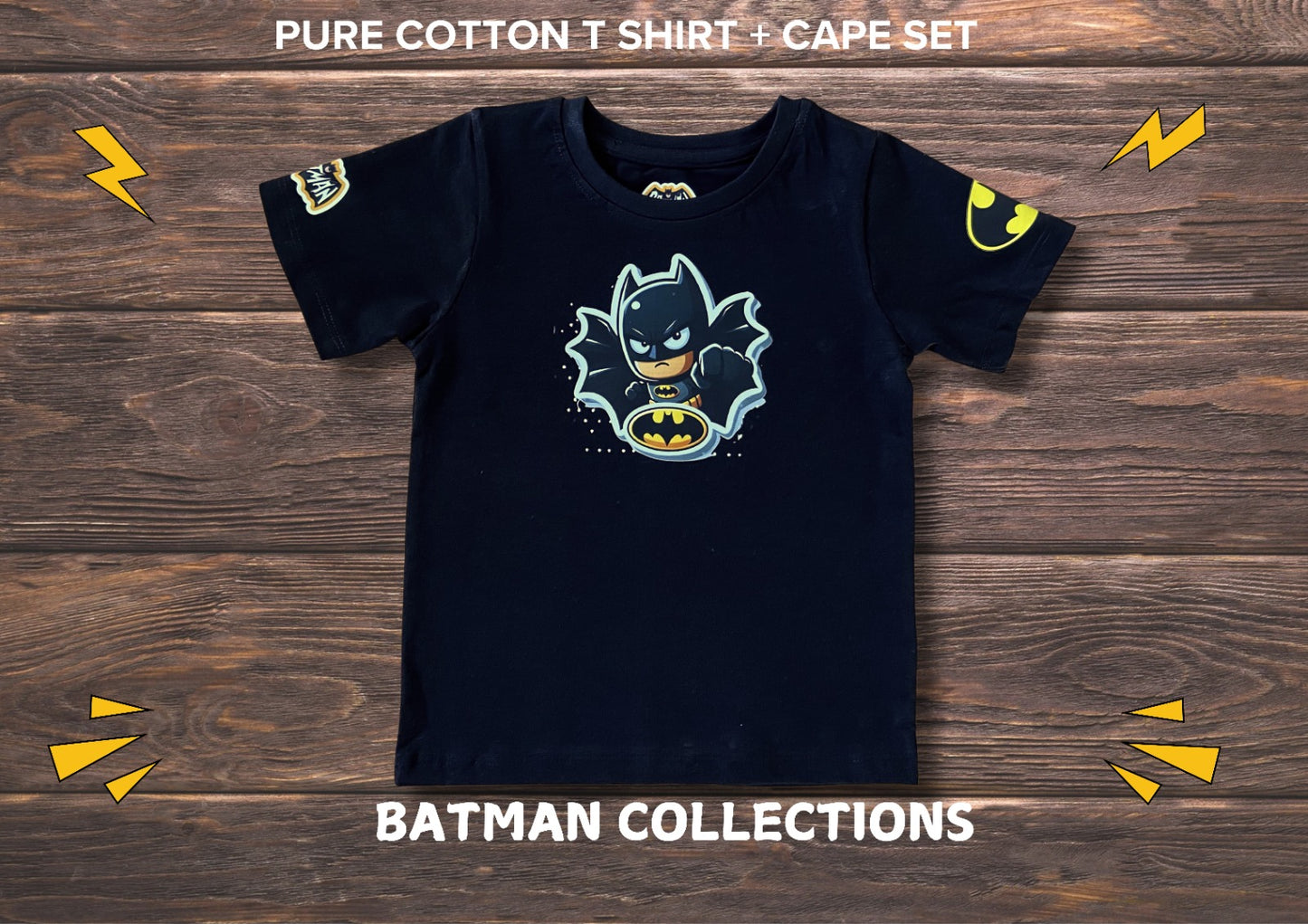 Comic Printed Unisex T-shirt with Cape set