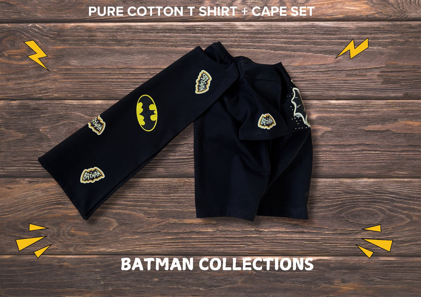 Comic Printed Unisex T-shirt with Cape set