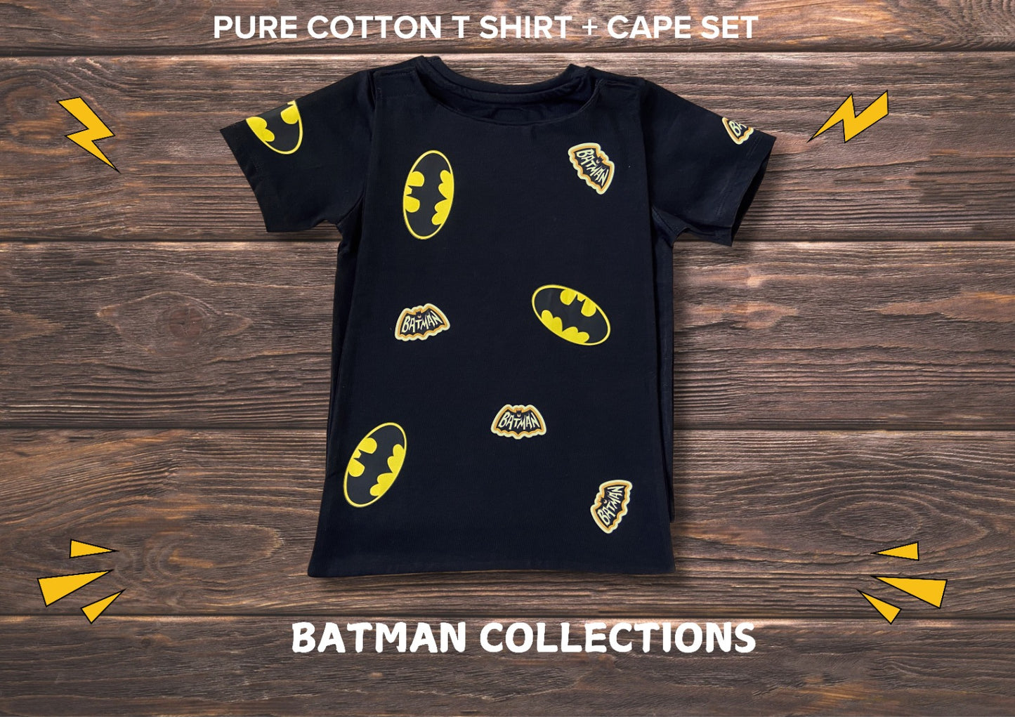 Comic Printed Unisex T-shirt with Cape set