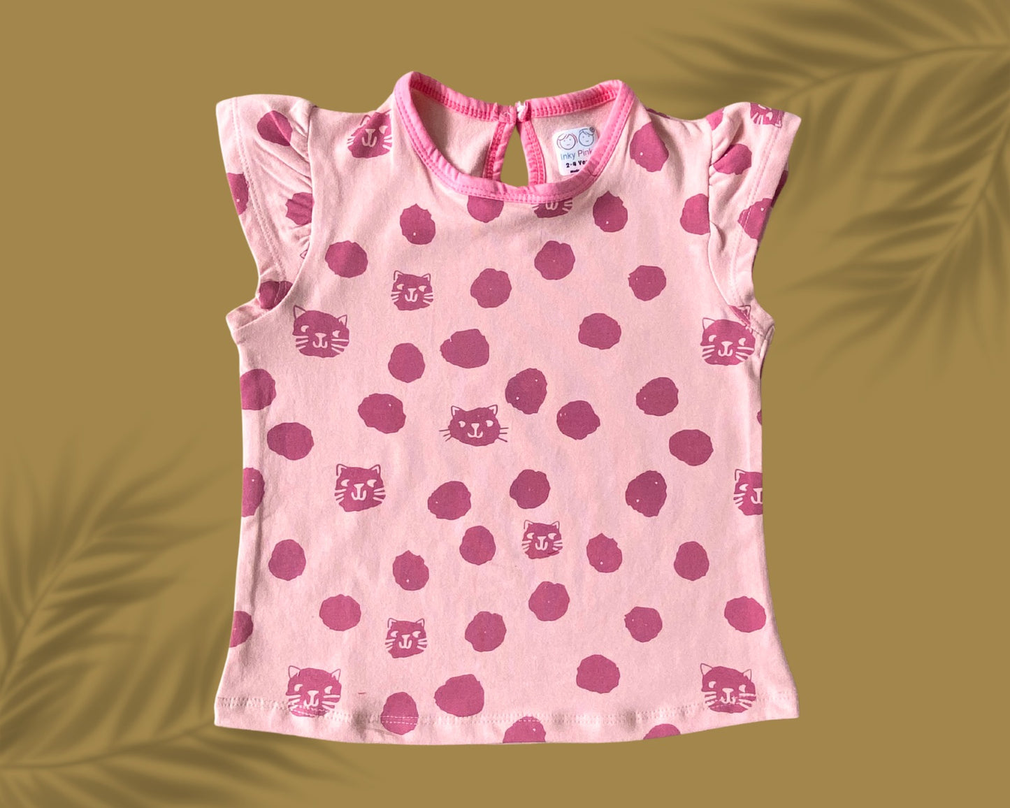 Girls Cotton Printed Frill Sleeve Top
