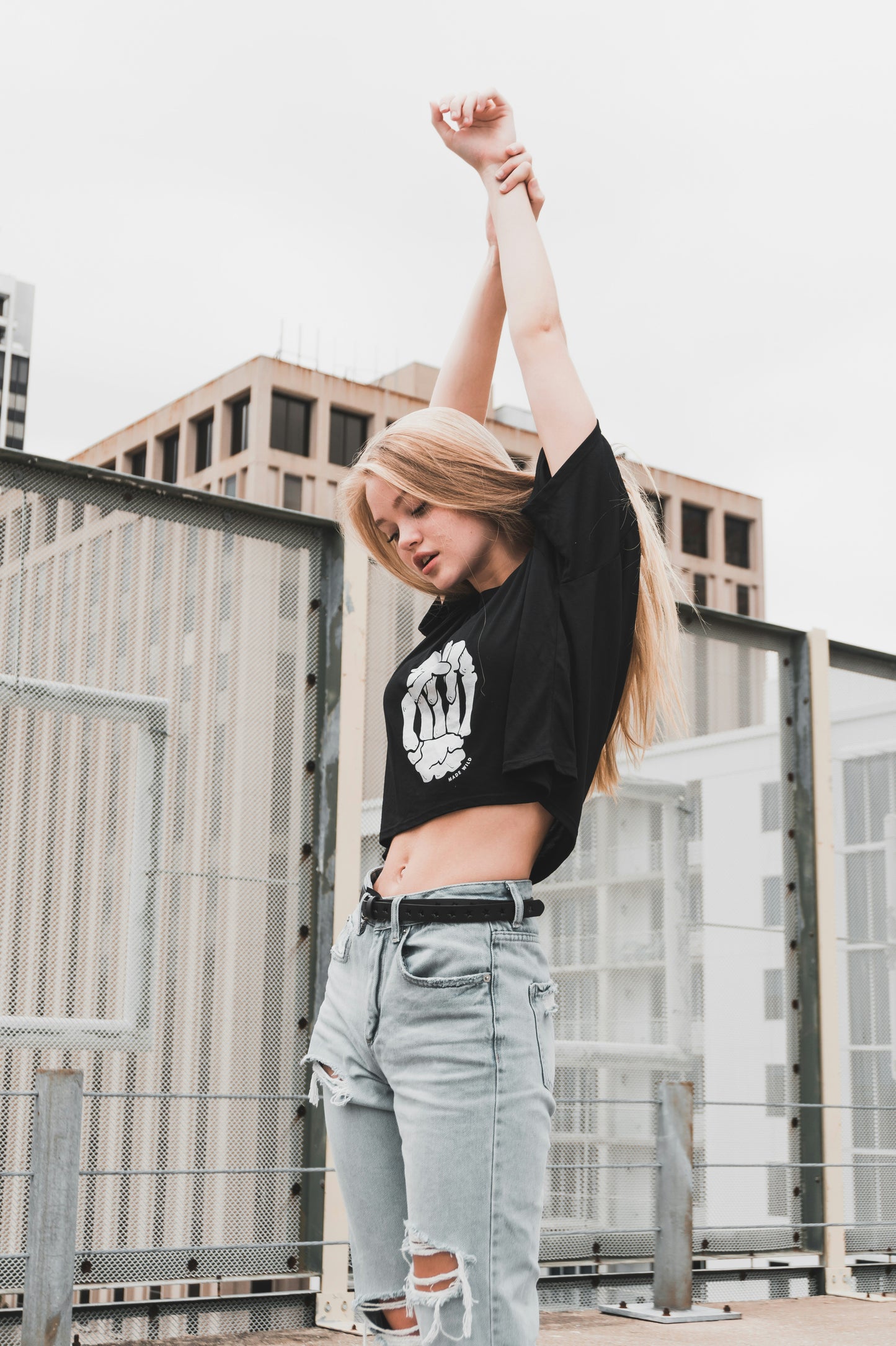 Skeleton Hands Cotton Crop T-Shirt