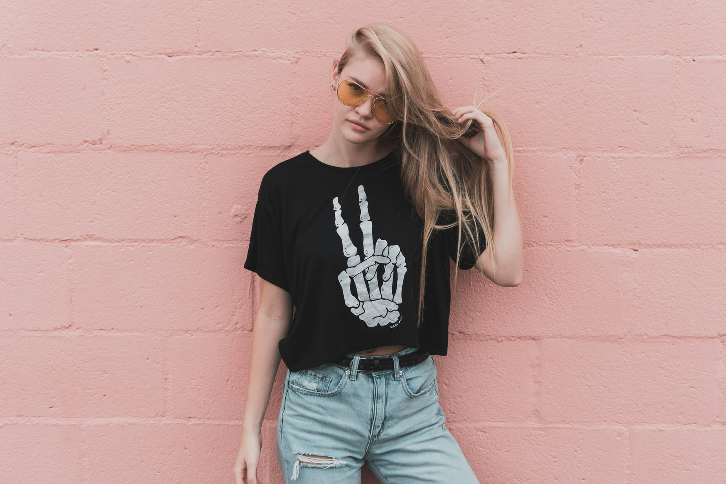 Skeleton Hands Cotton Crop T-Shirt