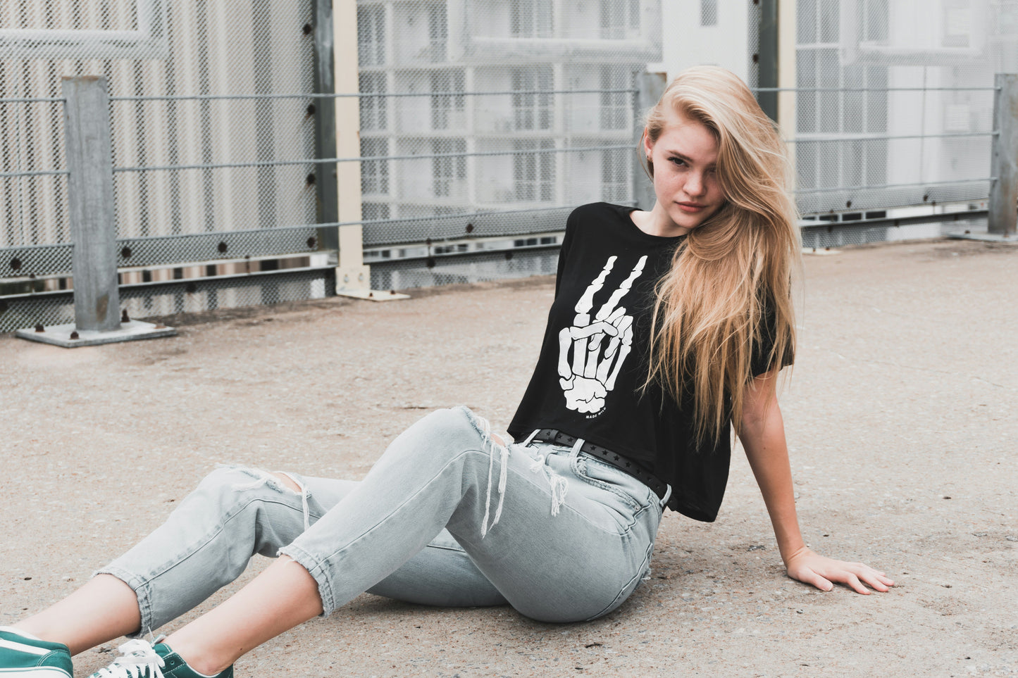 Skeleton Hands Cotton Crop T-Shirt