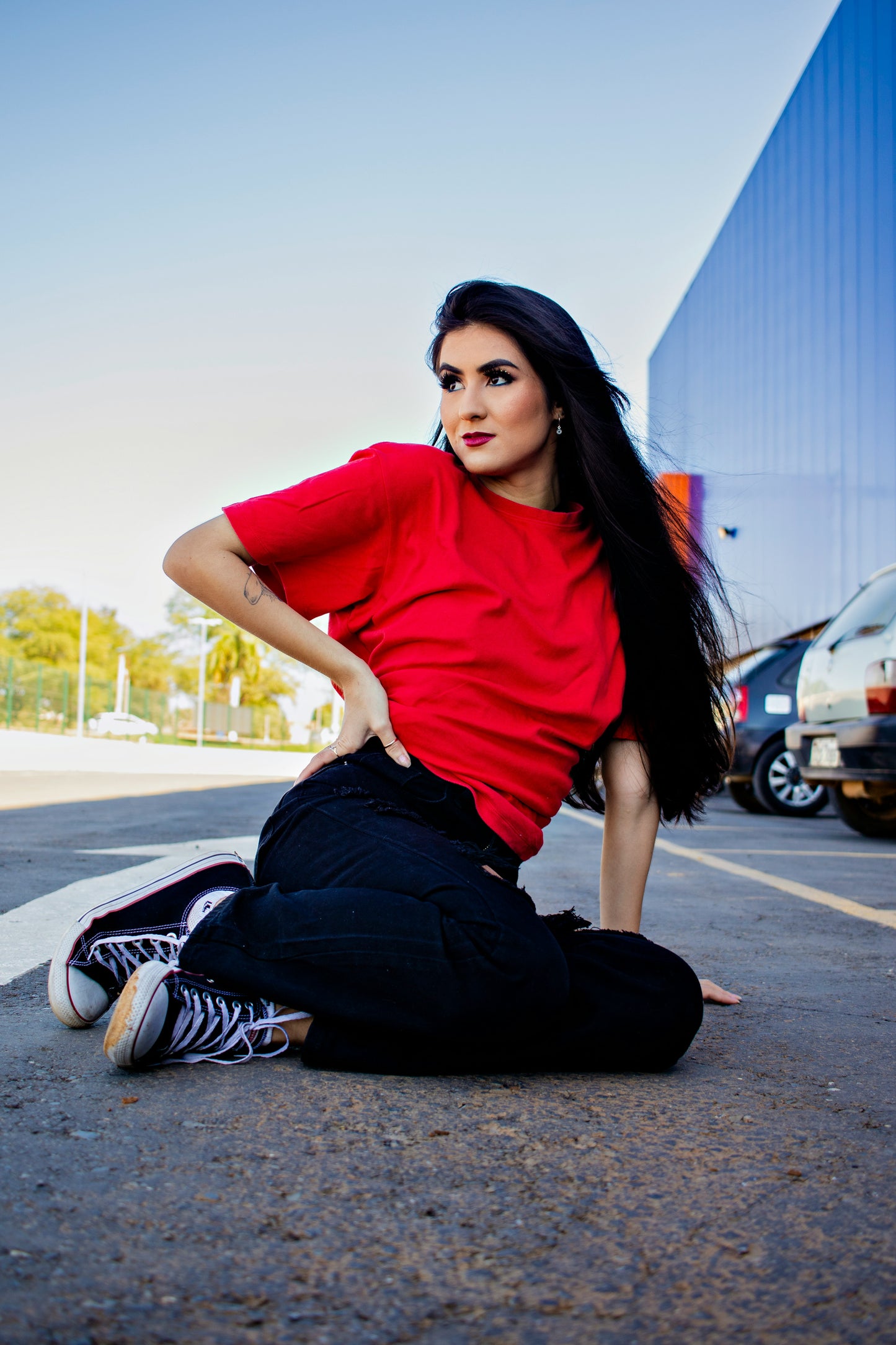 Over Sized Cotton Plain T-Shirt