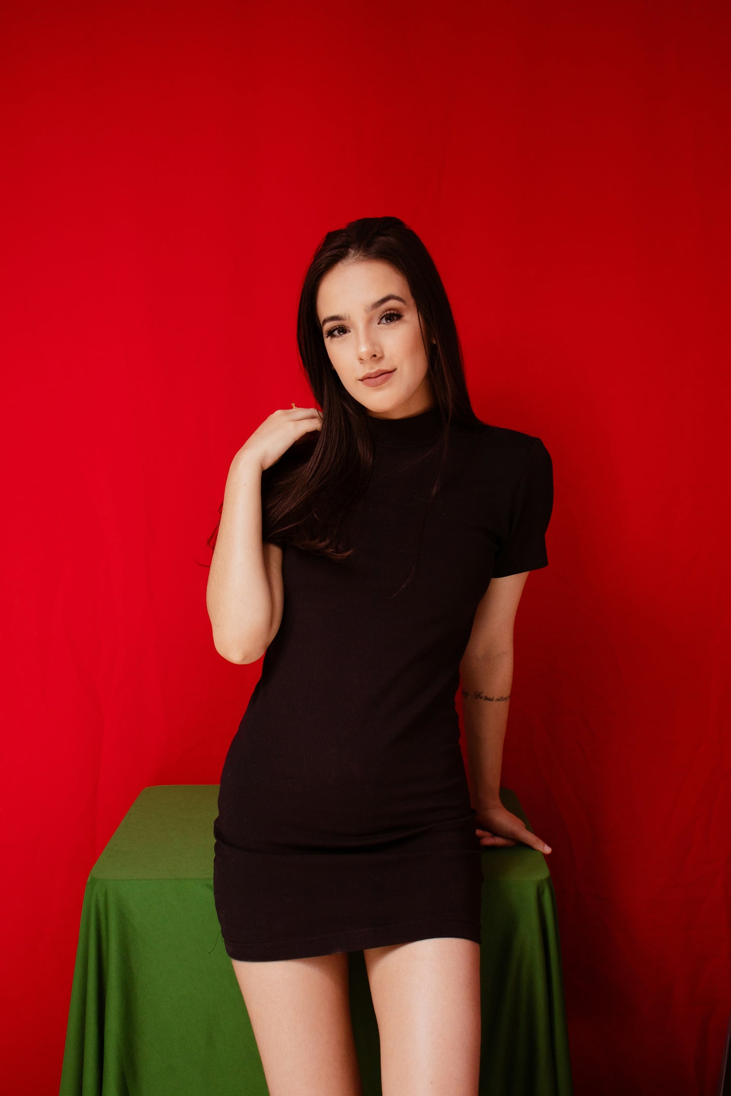 Chic Black Lycra Mini Dress
