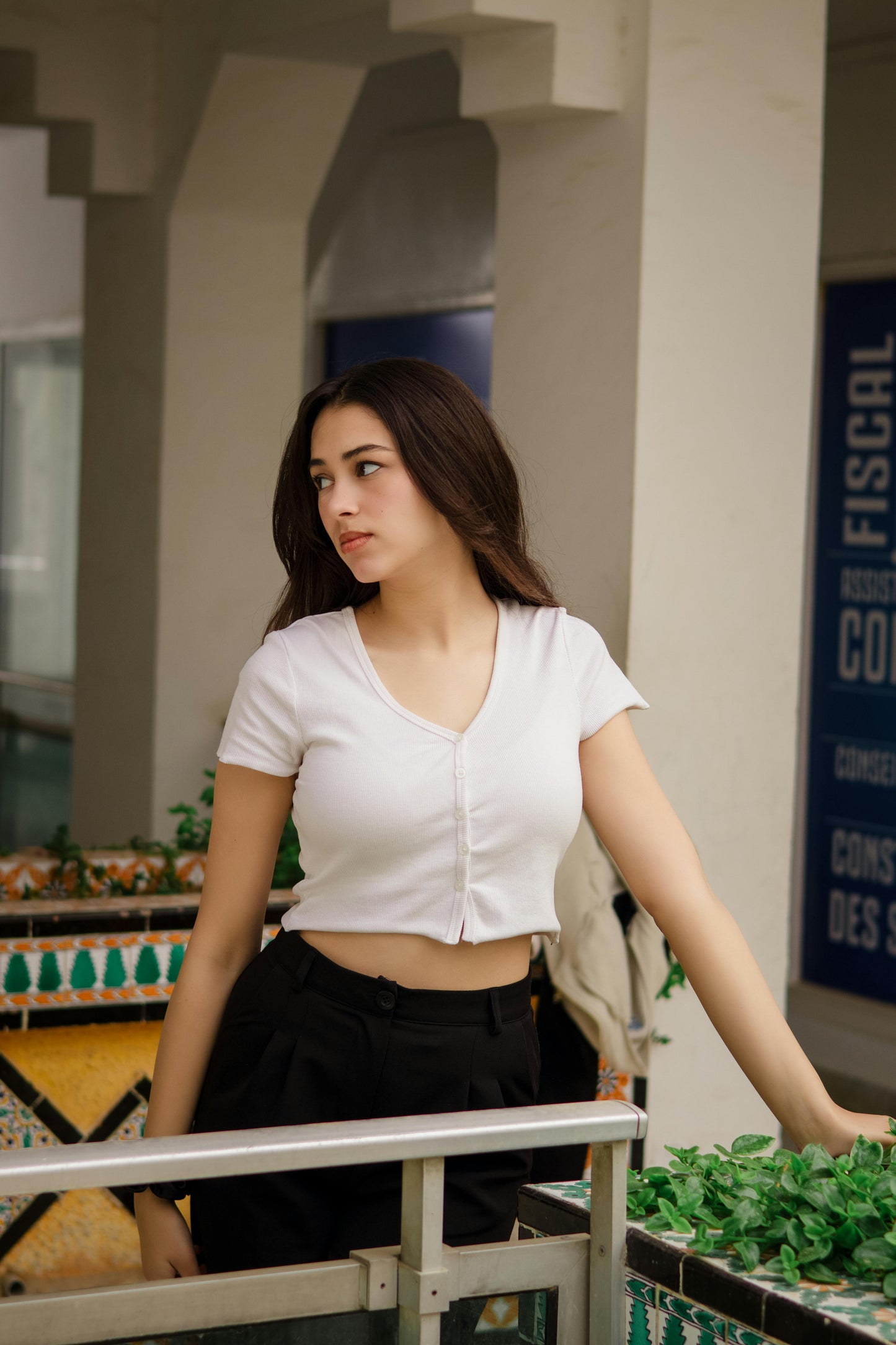 Button Front Ribbed Top