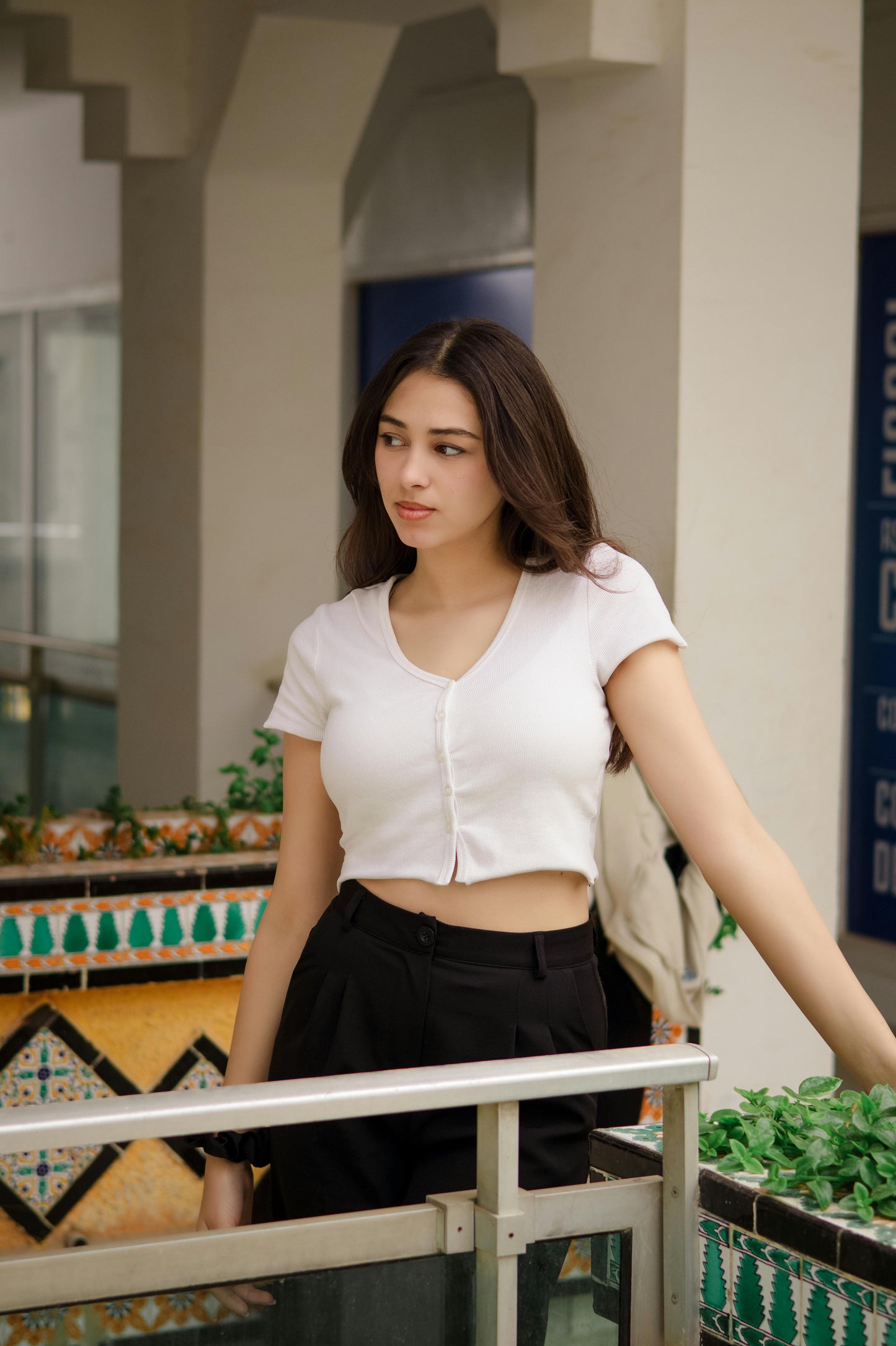 Button Front Ribbed Top