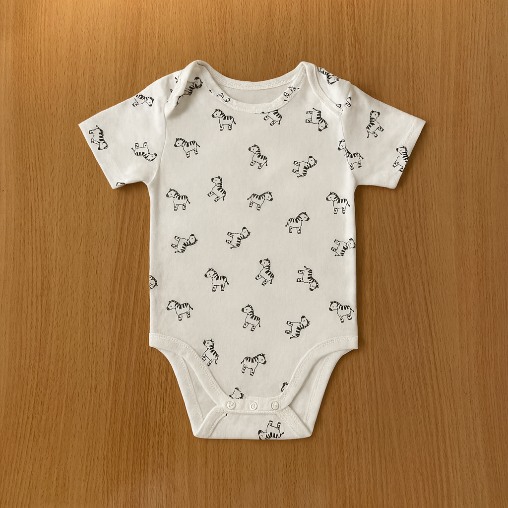 Organic Cotton Unisex Infant Romper with Cute Prints – Half Sleeve IP14