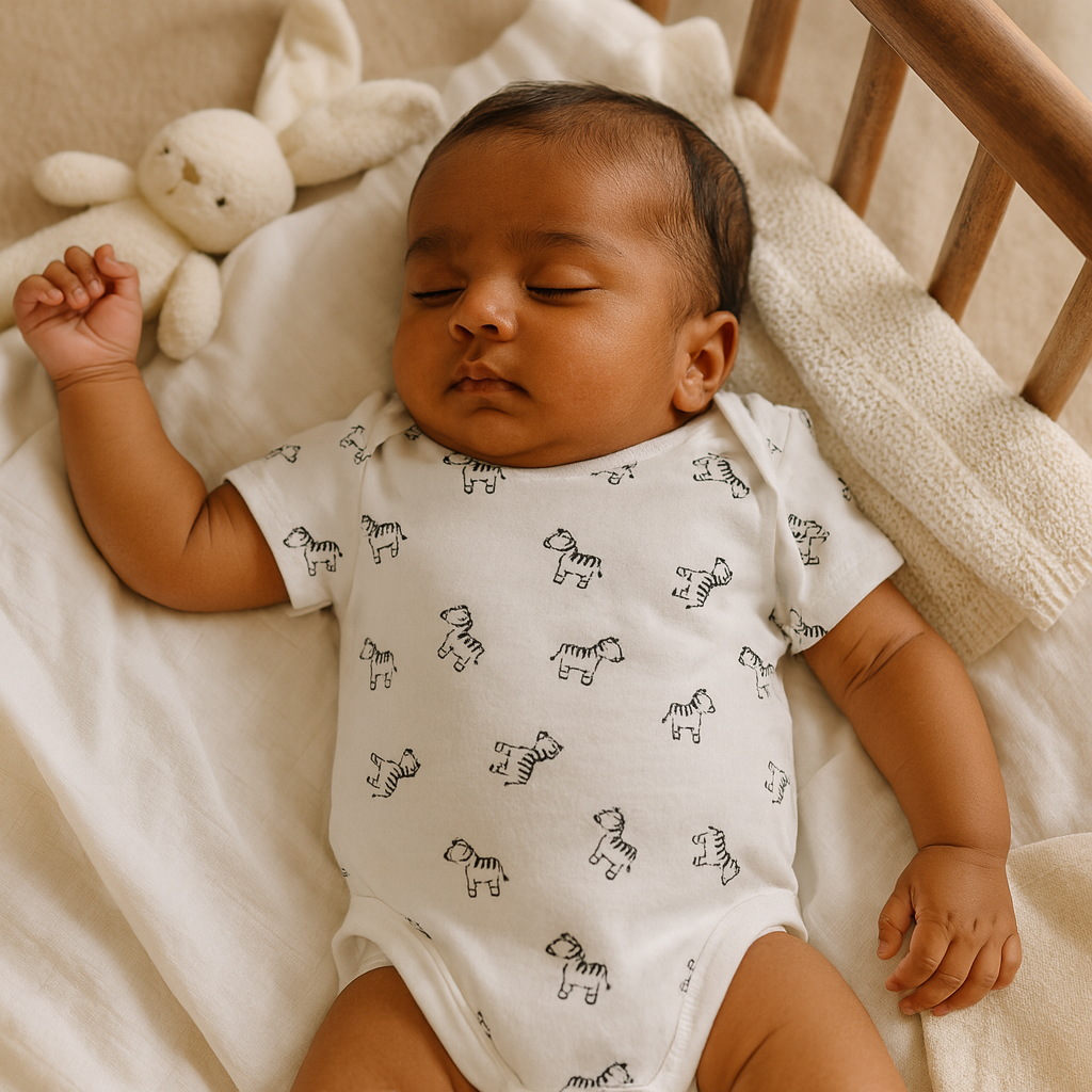 Organic Cotton Unisex Infant Romper with Cute Prints – Half Sleeve IP14