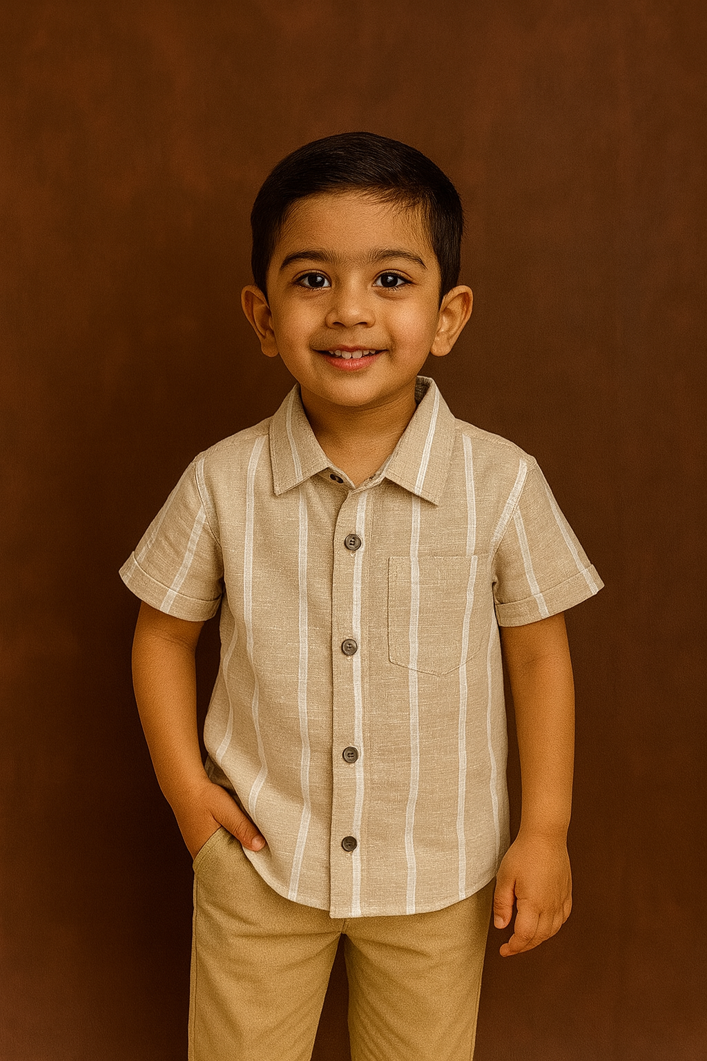 Unisex Kids Cotton Half Sleeve Woven Shirt IP15