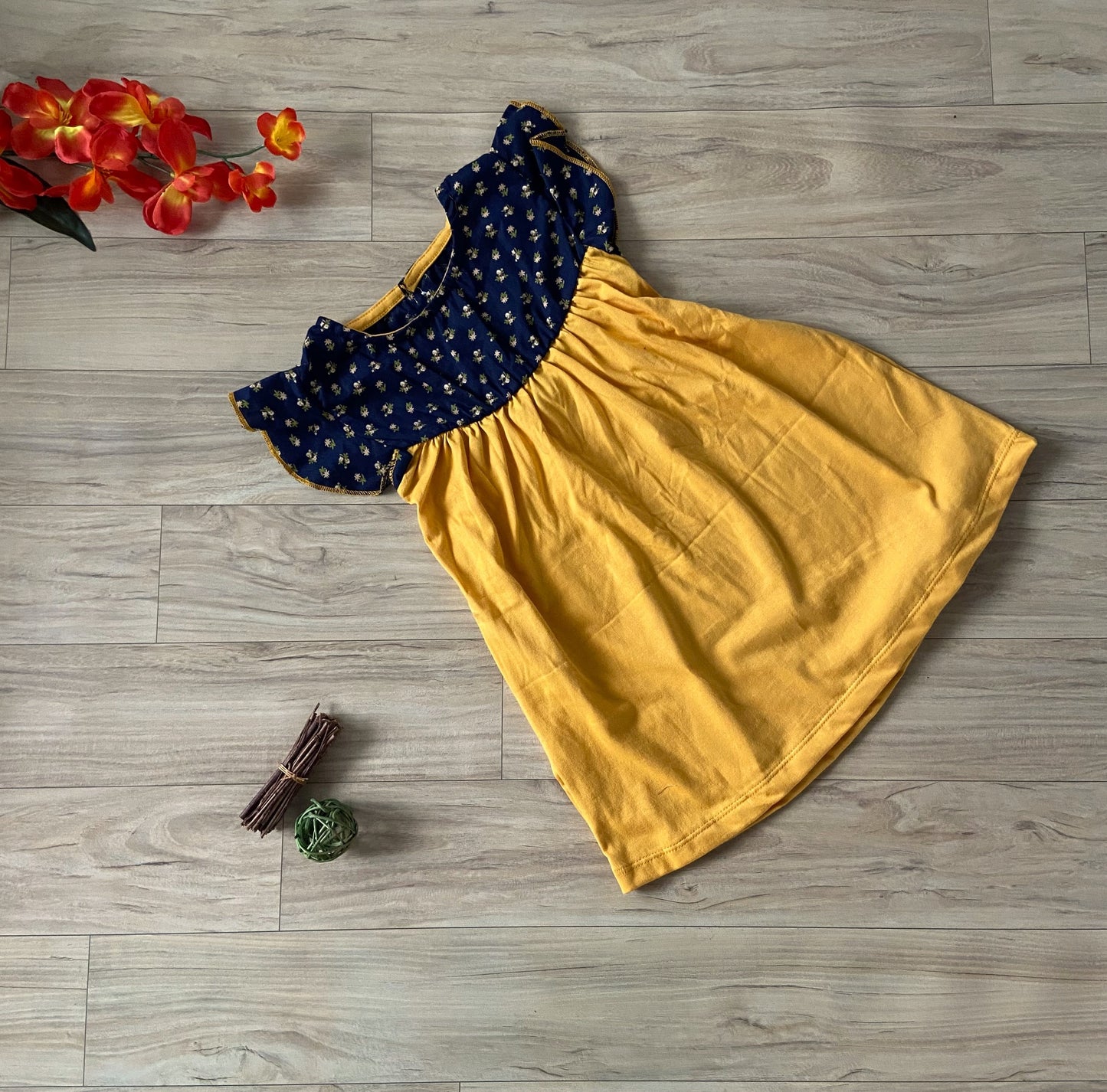 Girls Cotton Trendy Frill Sleeve Frock