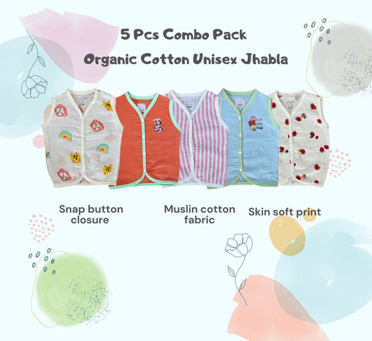 Comb Pack of 5 pcs Organic Cotton Unisex Muslin Jhabla's