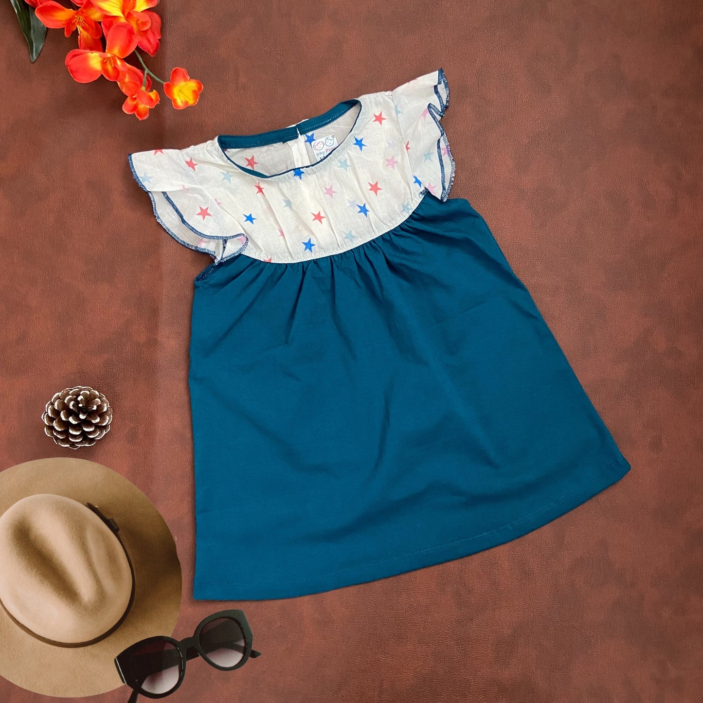 Girls Cotton Trendy Frill Sleeve Frock