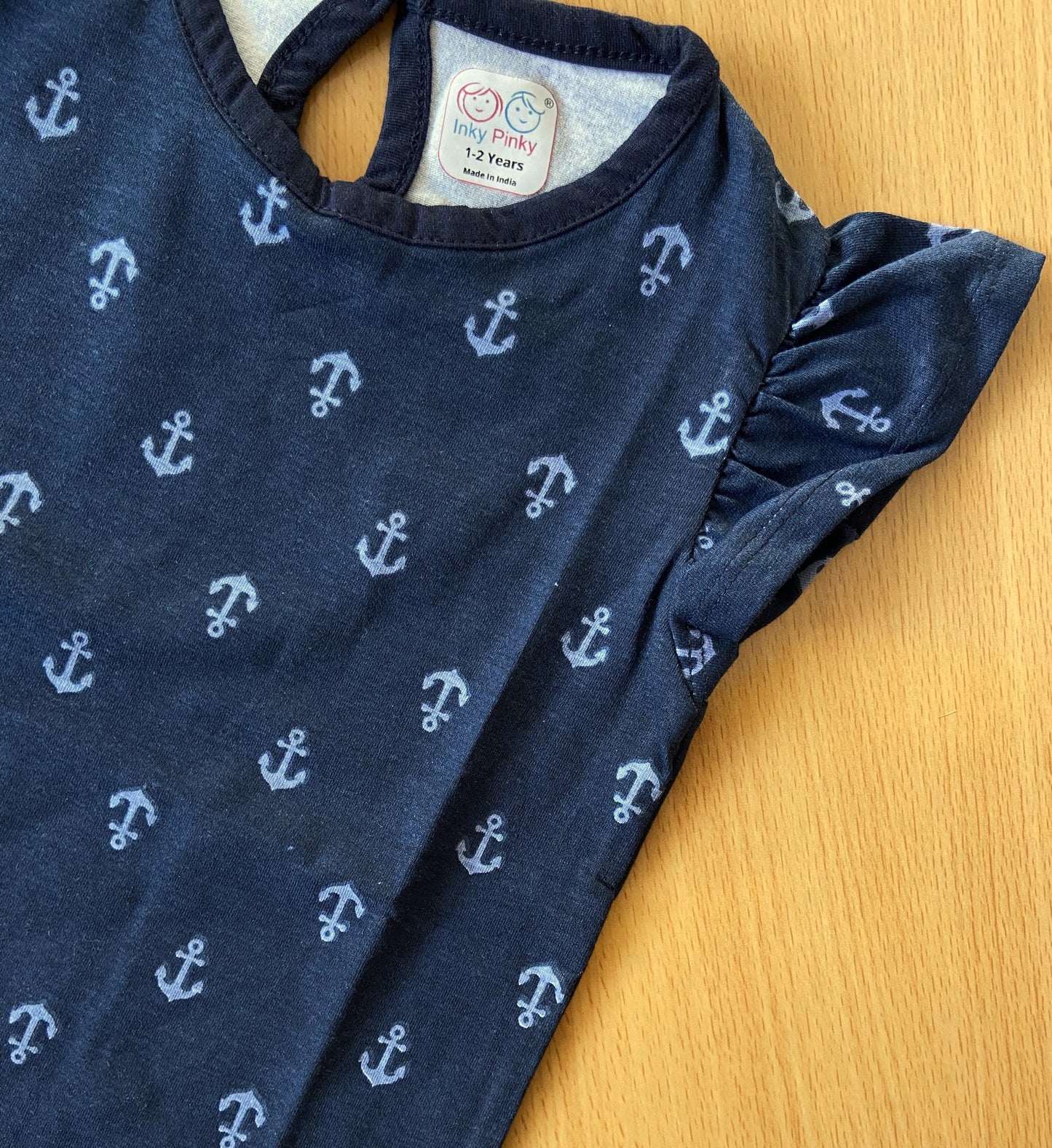 Girls Cotton Printed Frill Sleeve Top