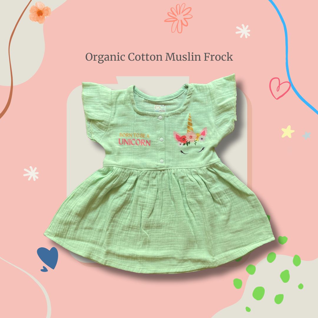 Organic Cotton Muslin Frill Sleeve Frock