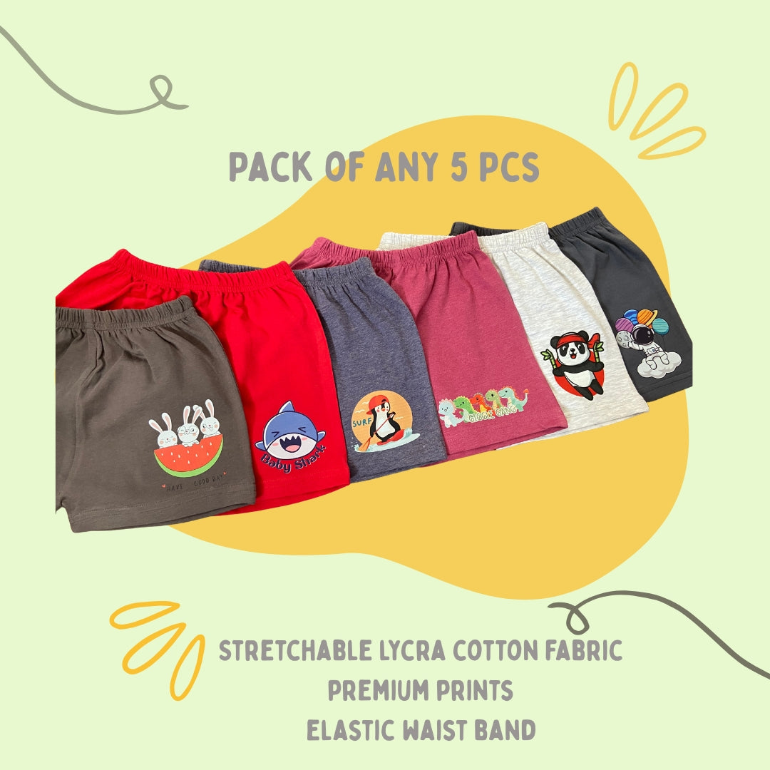 Unisex Lycra Stretchable Shorts Pack of 5 Pcs