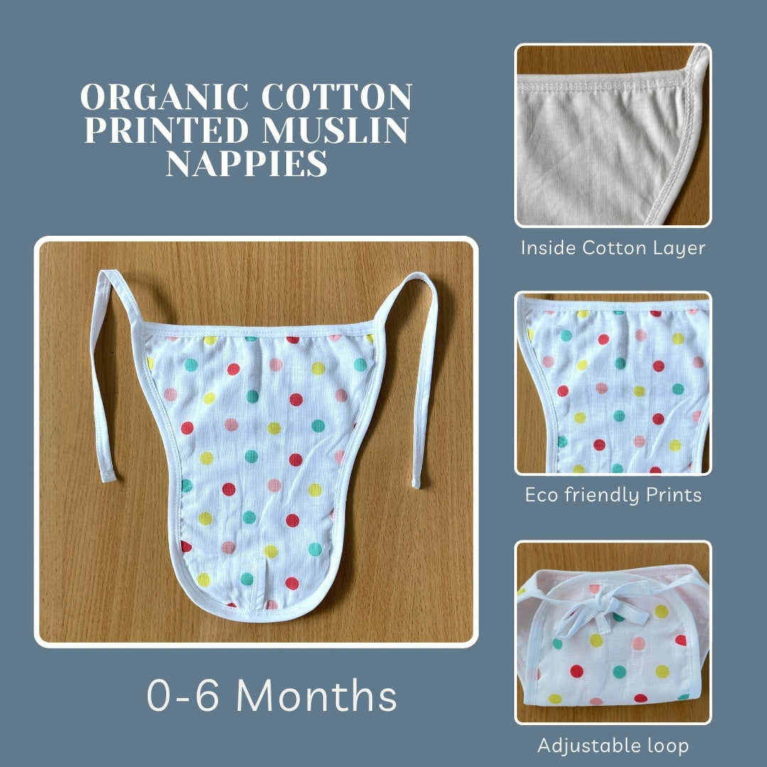 Nappy Organic Cotton Muslin Unisex 2 Layered, Reusable