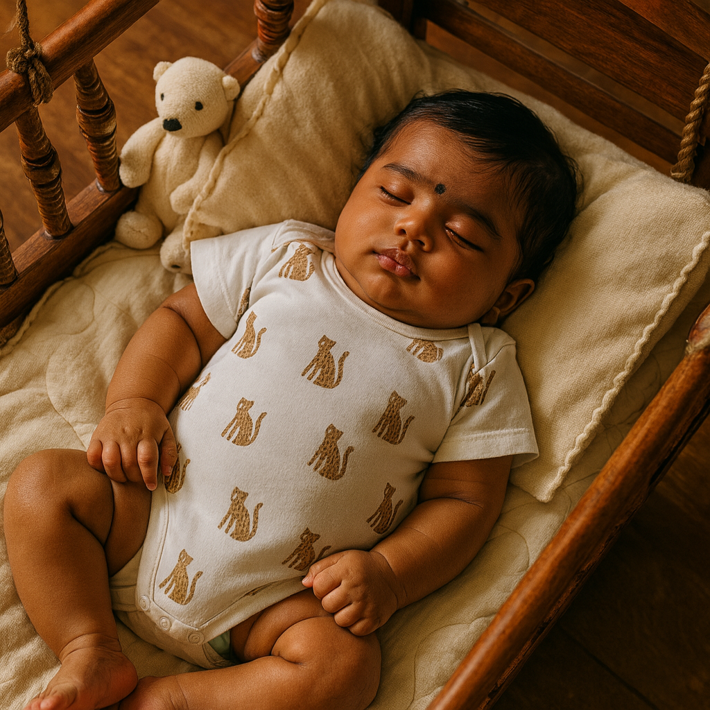 Organic Cotton Unisex Infant Romper with Cute Prints – Half Sleeve IP14