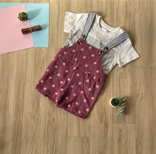 Unisex Infants Dungarees with T-shirt Set