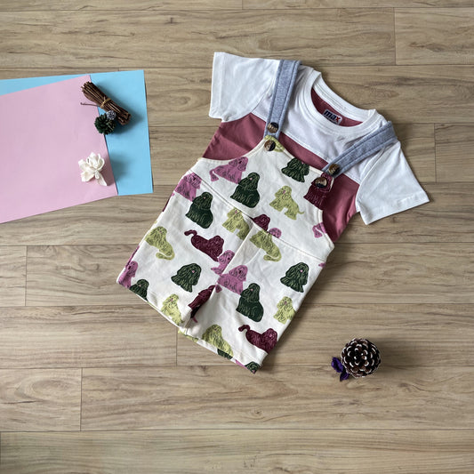 Unisex Infants Dungarees with T-shirt Set