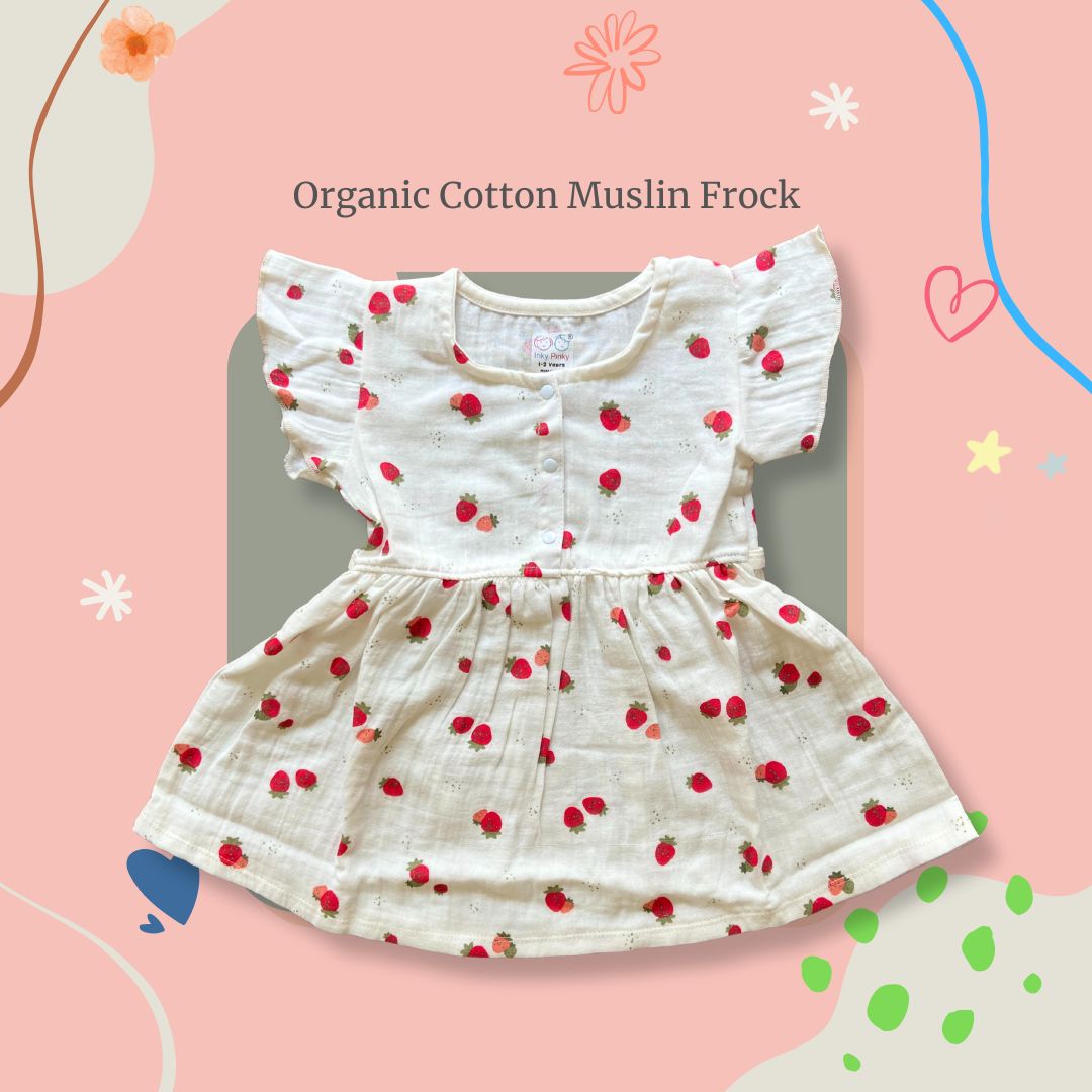Organic Cotton Muslin Frill Sleeve Frock