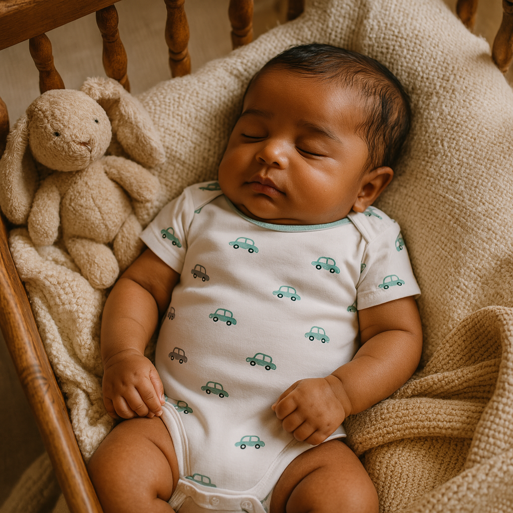 Organic Cotton Unisex Infant Romper with Cute Prints – Half Sleeve IP14