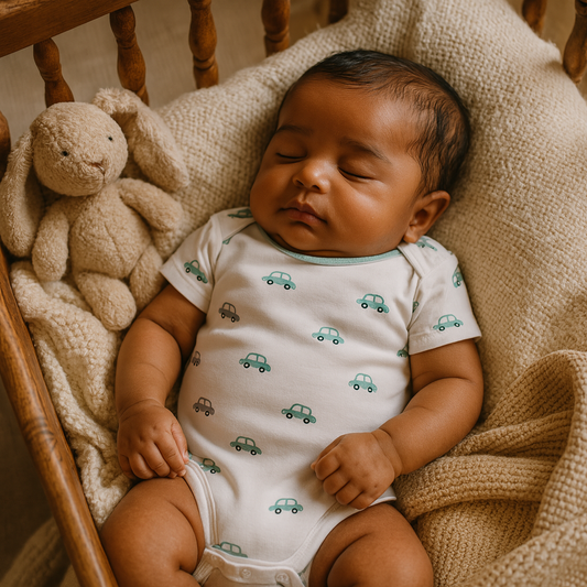 Organic Cotton Unisex Infant Romper with Cute Prints – Half Sleeve IP14