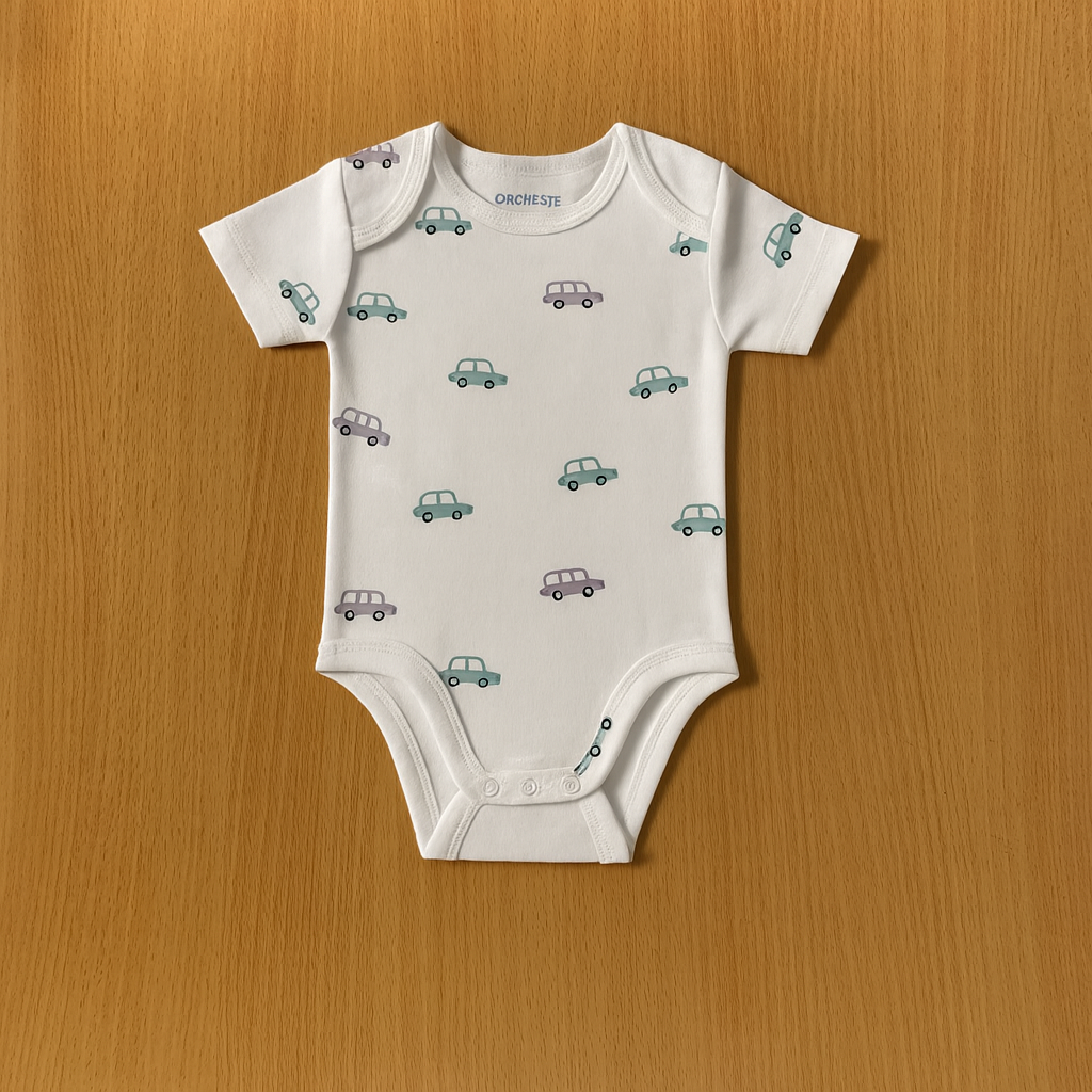 Organic Cotton Unisex Infant Romper with Cute Prints – Half Sleeve IP14