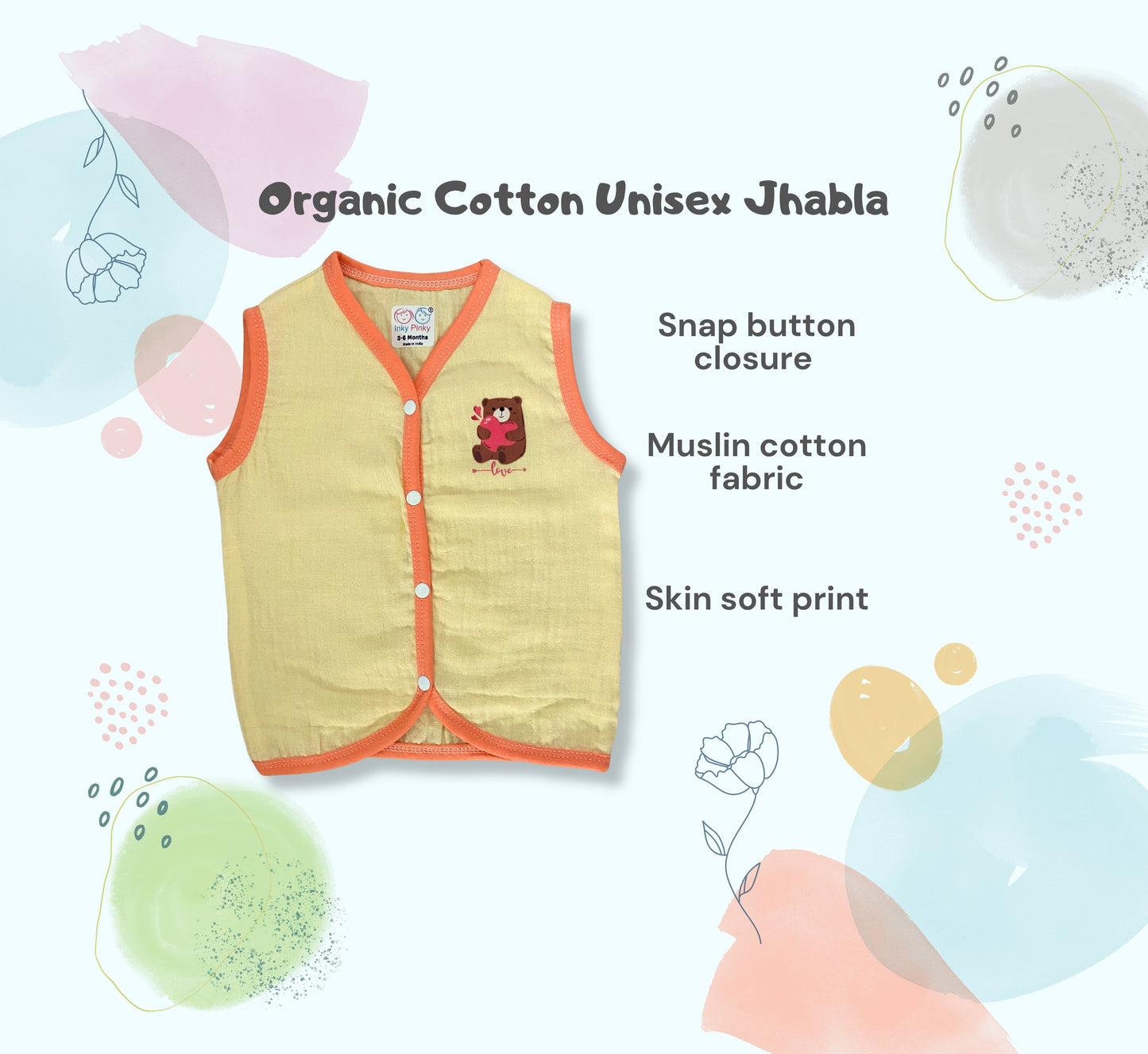 Comb Pack of 5 pcs Organic Cotton Unisex Muslin Jhabla's