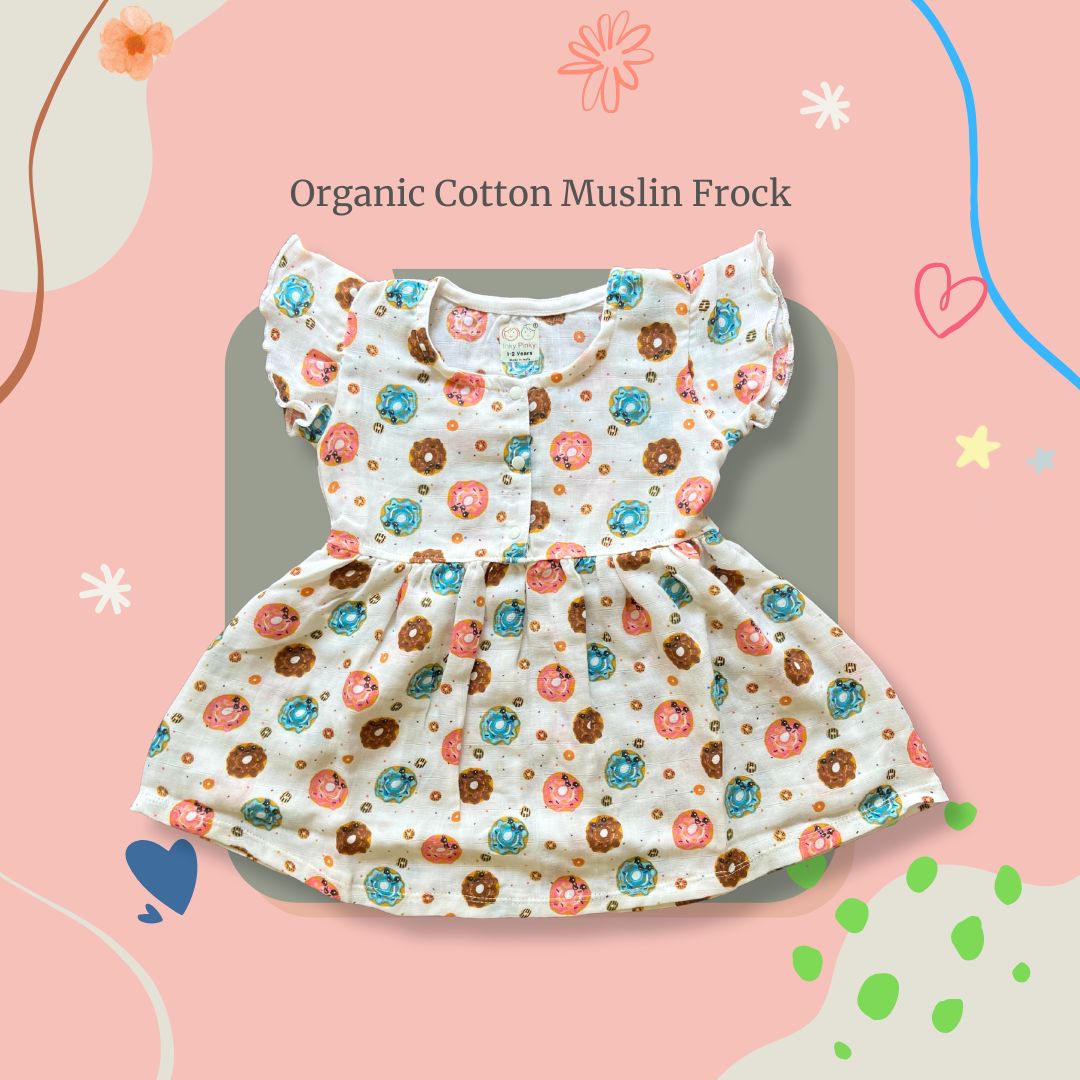 Organic Cotton Muslin Frill Sleeve Frock