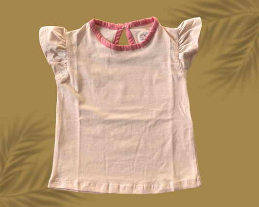Girls Cotton Printed Frill Sleeve Top