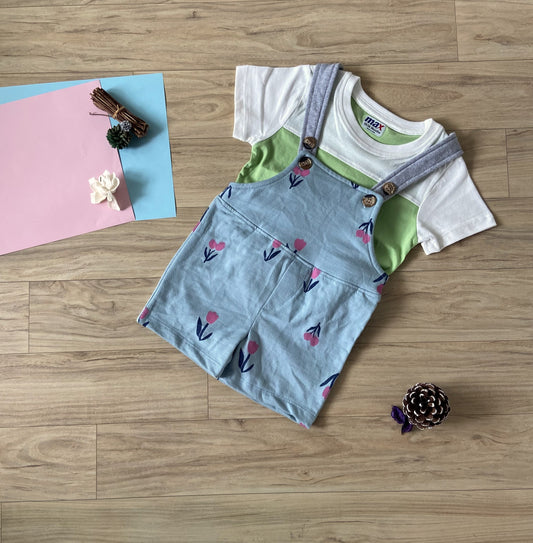 Unisex Infants Dungarees with T-shirt Set