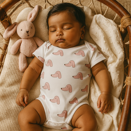 Organic Cotton Unisex Infant Romper with Cute Prints – Half Sleeve IP14